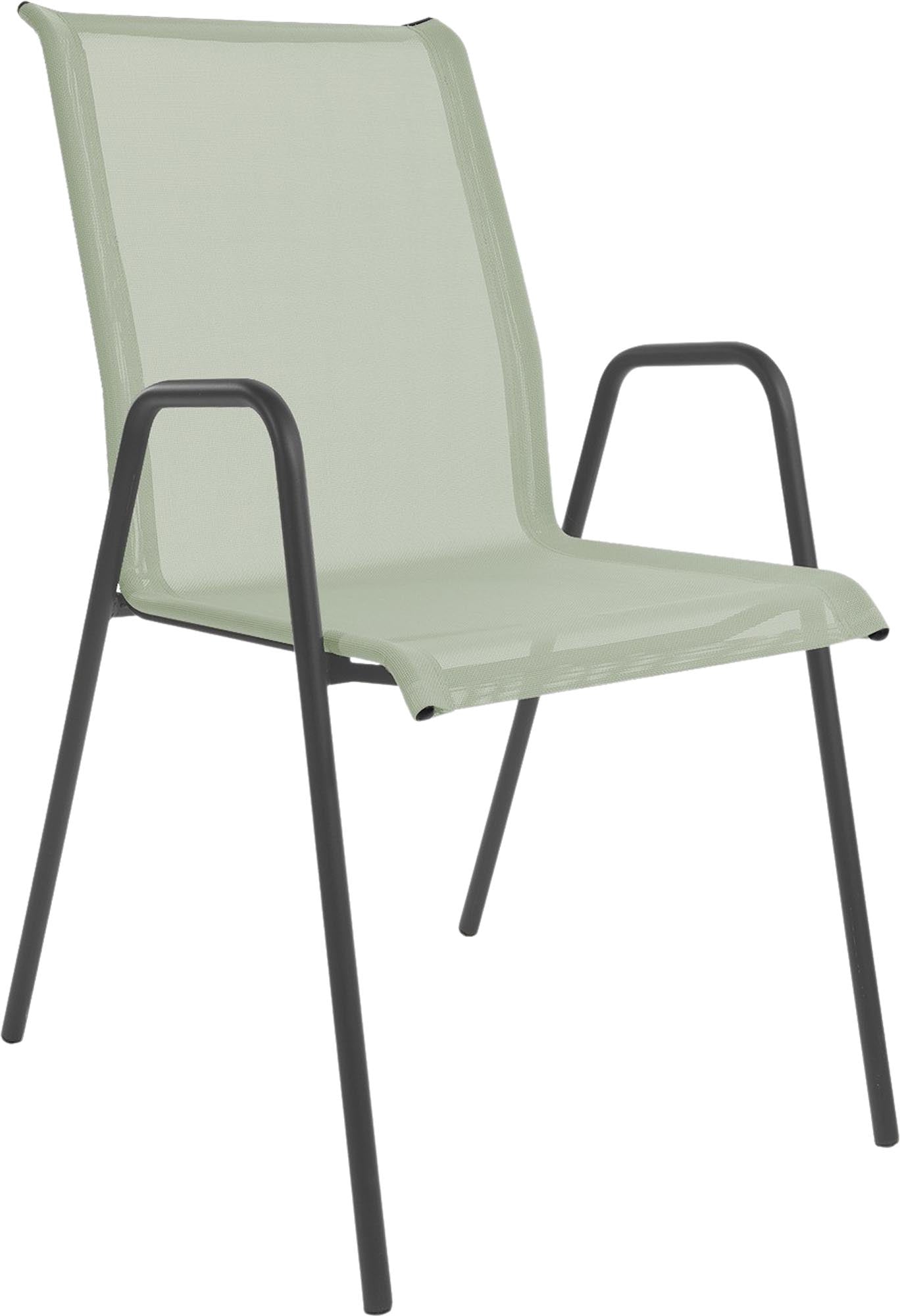 Locarno Textil-Gartenstuhl mit Armlehne in Cremegrün präsentiert im Onlineshop von KAQTU Design AG. Gartenstuhl mit Armlehnen ist von Schaffner