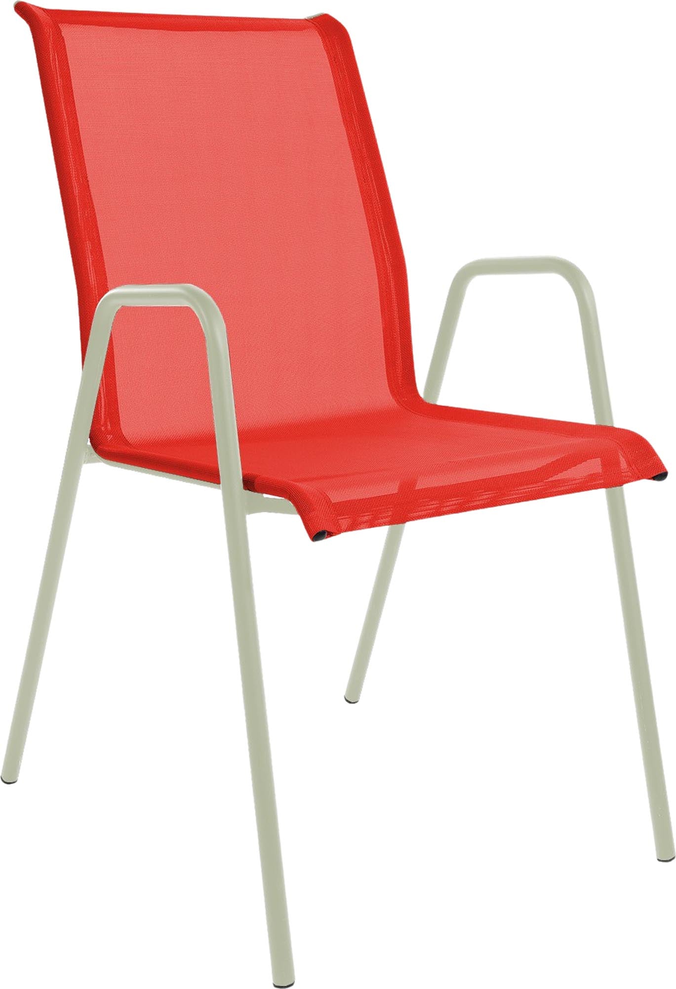 Locarno Textil-Gartenstuhl mit Armlehne in Rot präsentiert im Onlineshop von KAQTU Design AG. Gartenstuhl mit Armlehnen ist von Schaffner
