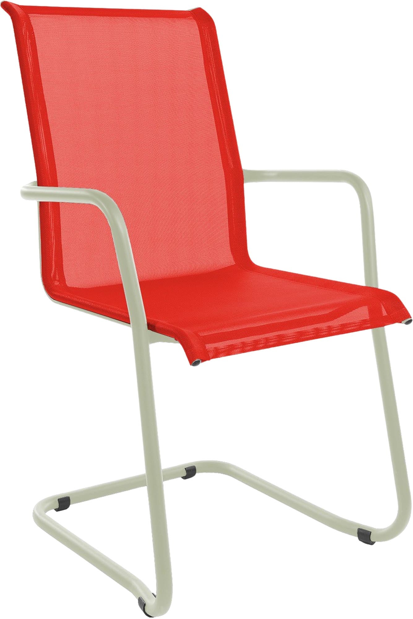 Locarno Textil-Gartenstuhl mit Armlehne Freischwinger in Rot präsentiert im Onlineshop von KAQTU Design AG. Gartenstuhl mit Armlehnen ist von Schaffner