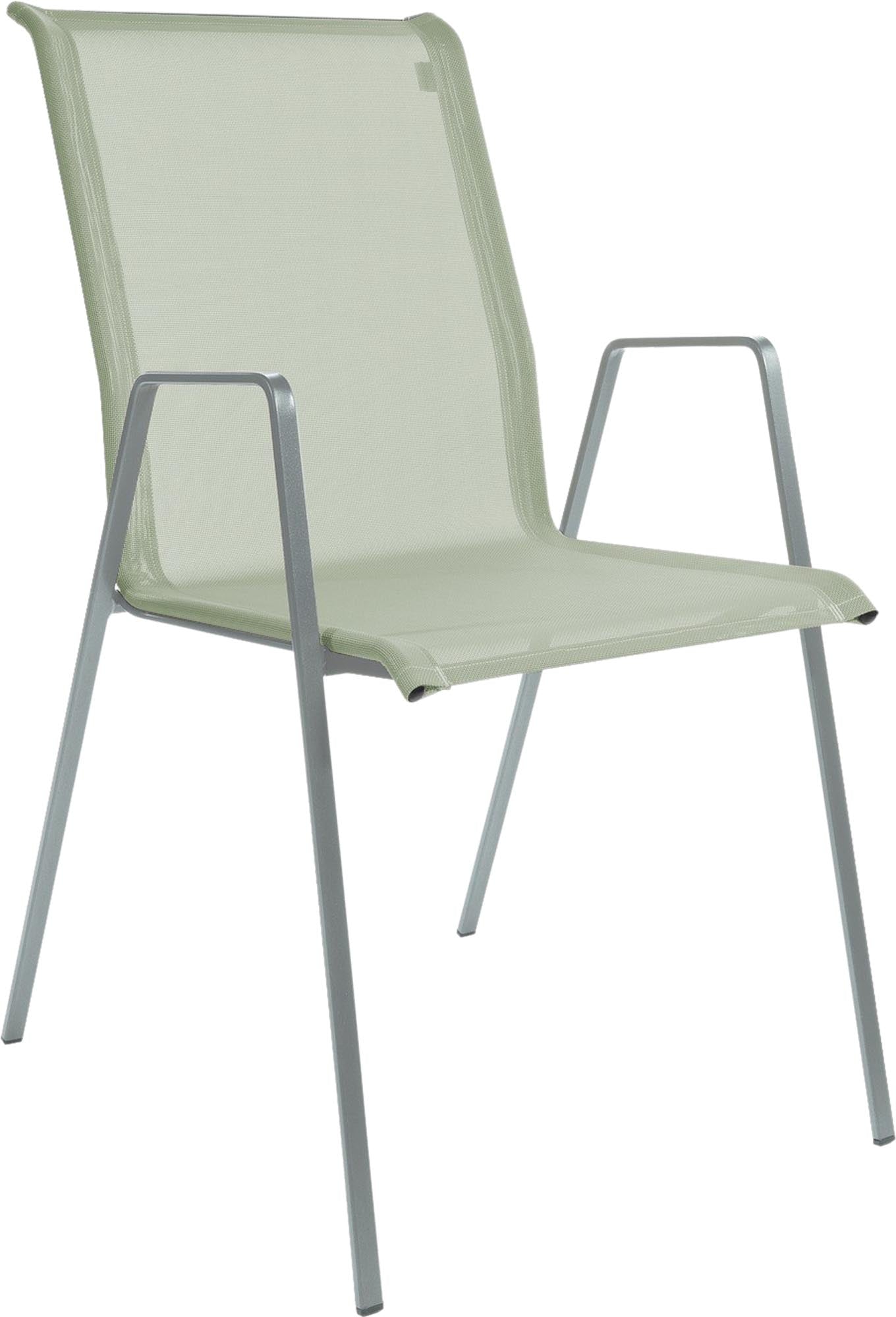 Luzern Textil-Gartenstuhl mit Armlehne von Schaffner: wetterfest, atmungsaktiv, ergonomisch, langlebig, made in Switzerland – stilvoller Komfort für Ihren Außenbereich.