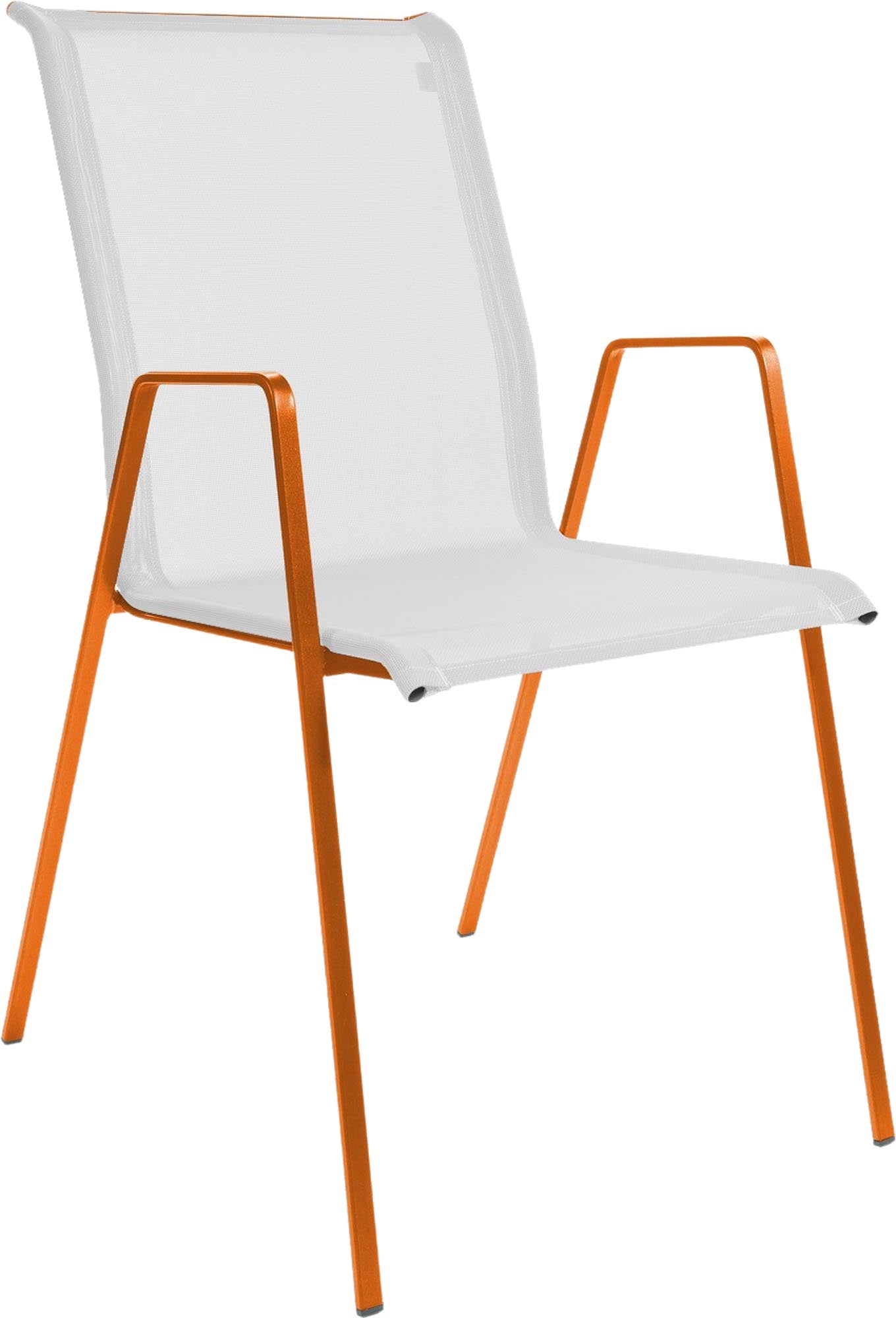 Eleganter Luzern Textil-Gartenstuhl mit Armlehne, wetterfest, atmungsaktiv und langlebig. Made in Switzerland für höchsten Komfort im Außenbereich.