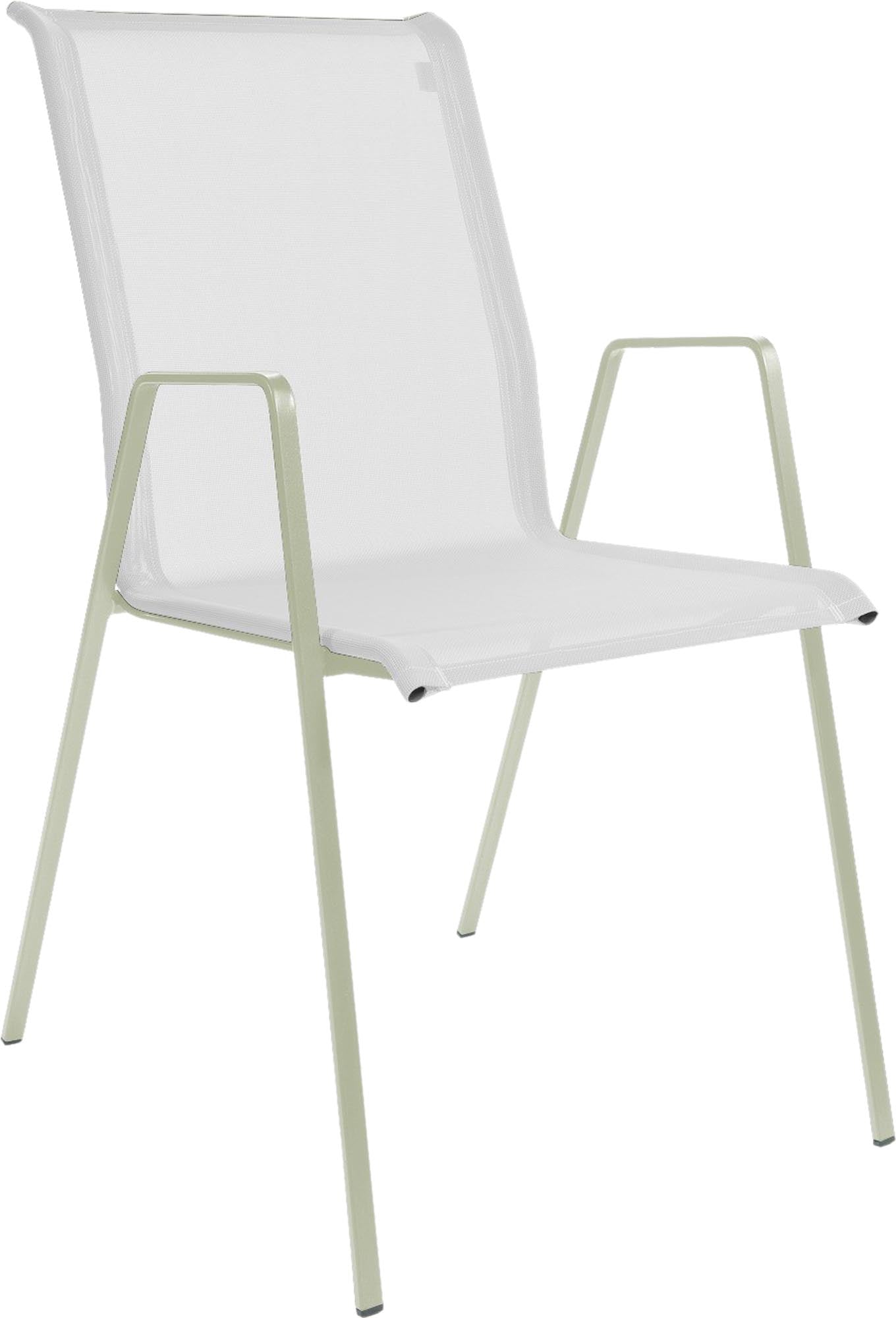 Eleganter Luzern Textil-Gartenstuhl mit Armlehne, langlebig, wetterfest und bequem. Hochwertige Schweizer Qualität für stilvolle Outdoor-Momente.