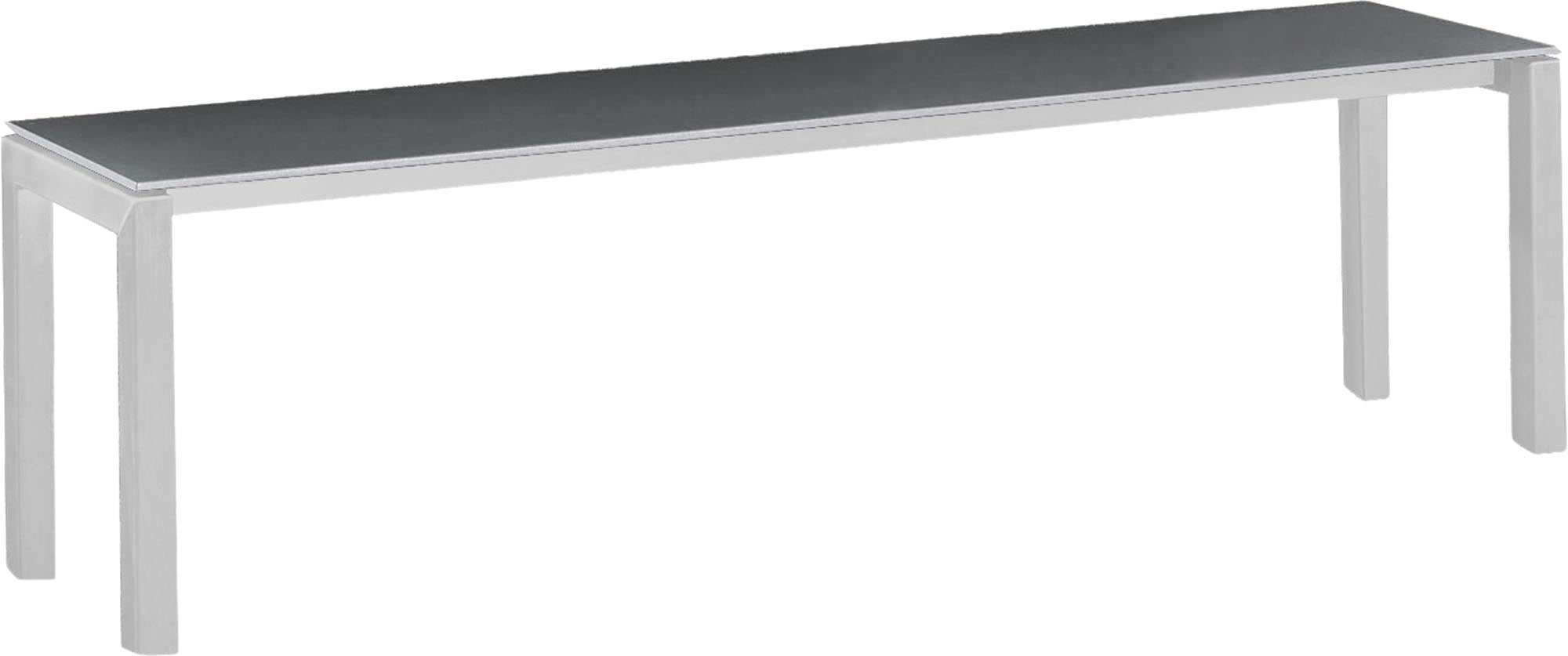 Moderne Gartenbank aus Glasfaser in Luzern-Design, 160x32 cm, ideal für den Außenbereich, robust und pflegeleicht.