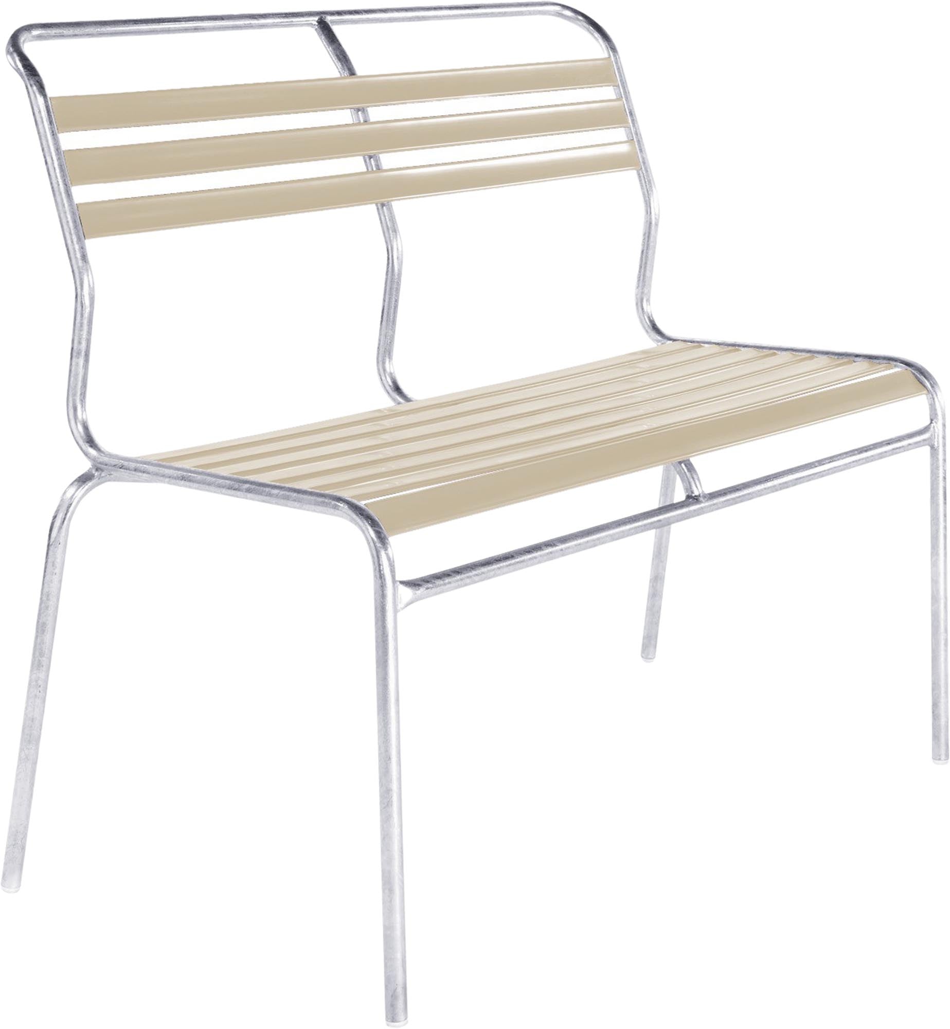 Säntis Lättli-2er Gartenbank ohne Armlehne in Pastellsand präsentiert im Onlineshop von KAQTU Design AG. Gartenbank ist von Schaffner