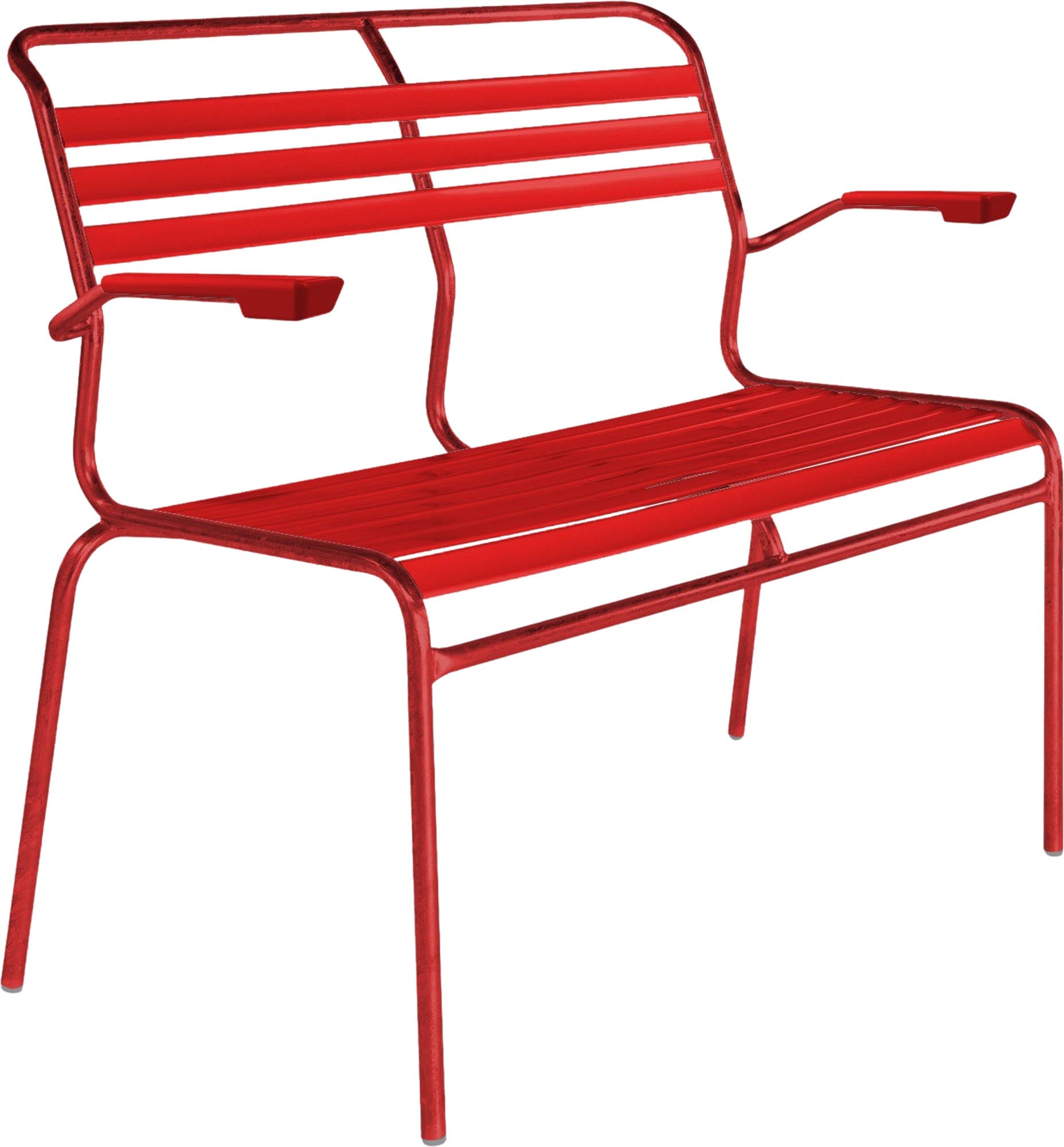 Die Lättlibank Säntis 2er mit Armlehne von Schaffner vereint Komfort und modernes Design für jeden Außenbereich.