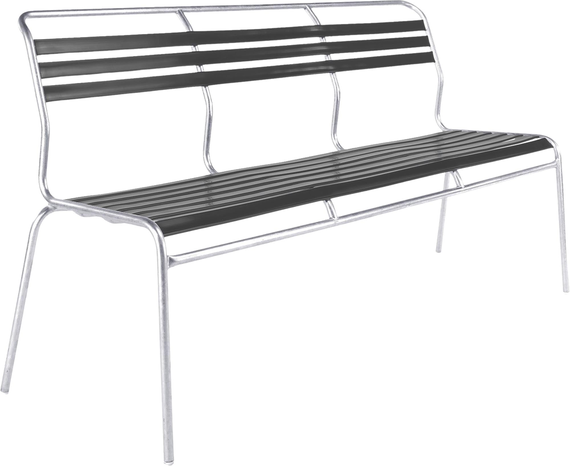 Schaffner Säntis Lättli-3er Gartenbank ohne Armlehne, wetterfestes Design, langlebiges Metallgestell, recyceltes OceanYarn®-Lättli, perfekt für Garten und Terrasse.