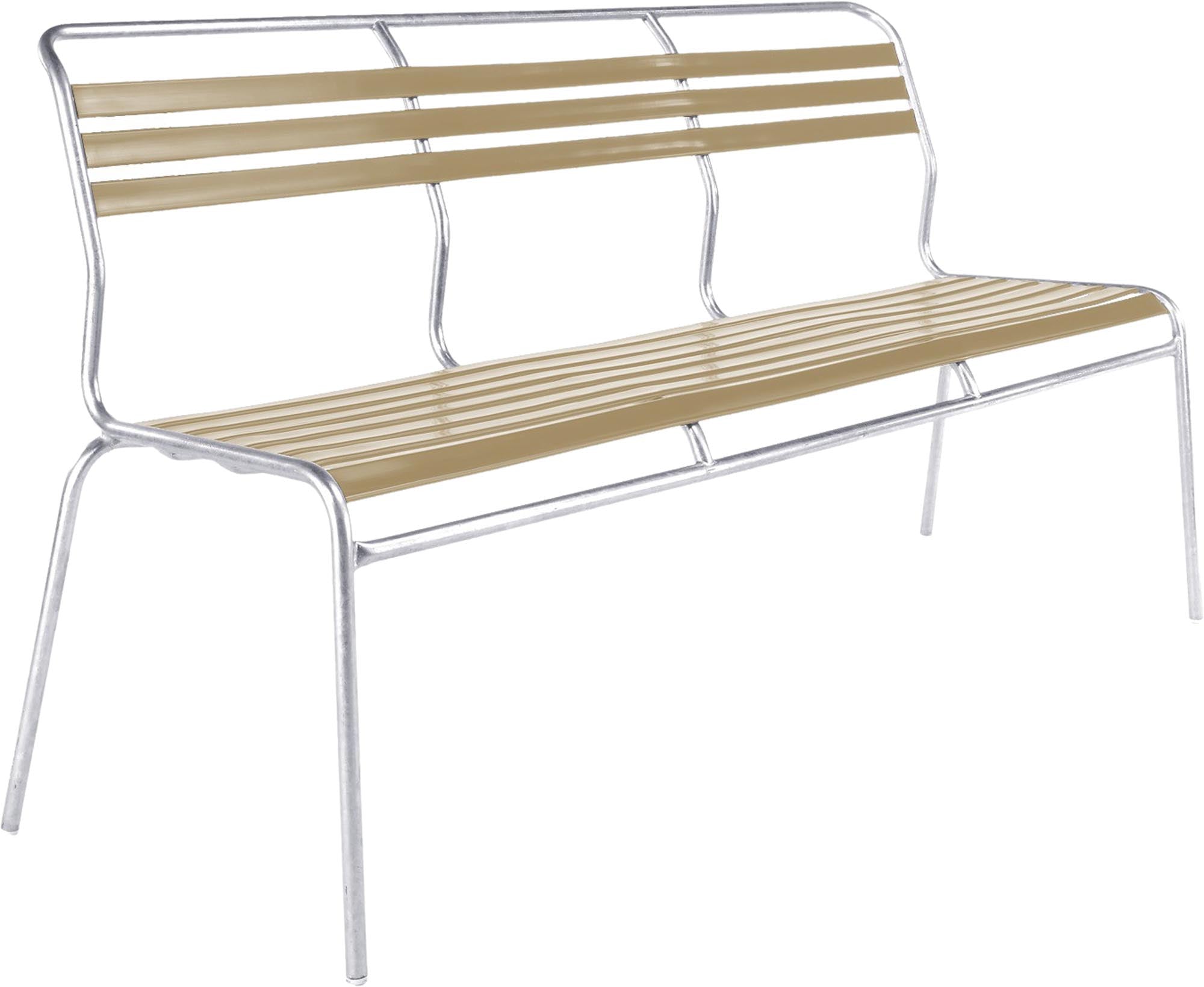Säntis Lättli-3er Gartenbank ohne Armlehne in Pastellbraun präsentiert im Onlineshop von KAQTU Design AG. Gartenbank ist von Schaffner