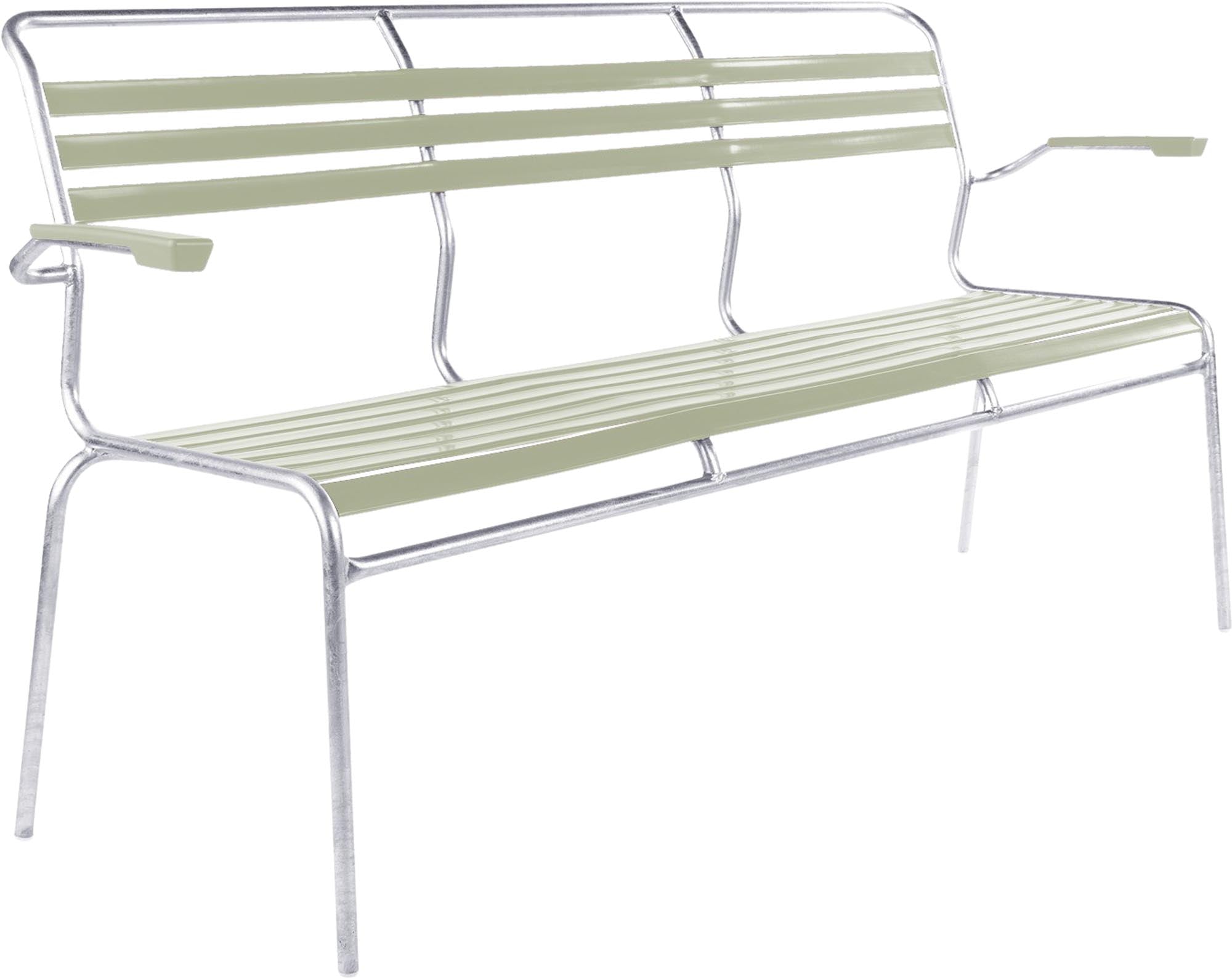 Lättlibank Säntis 3er: Stilvolle Sitzgelegenheit mit Armlehnen.