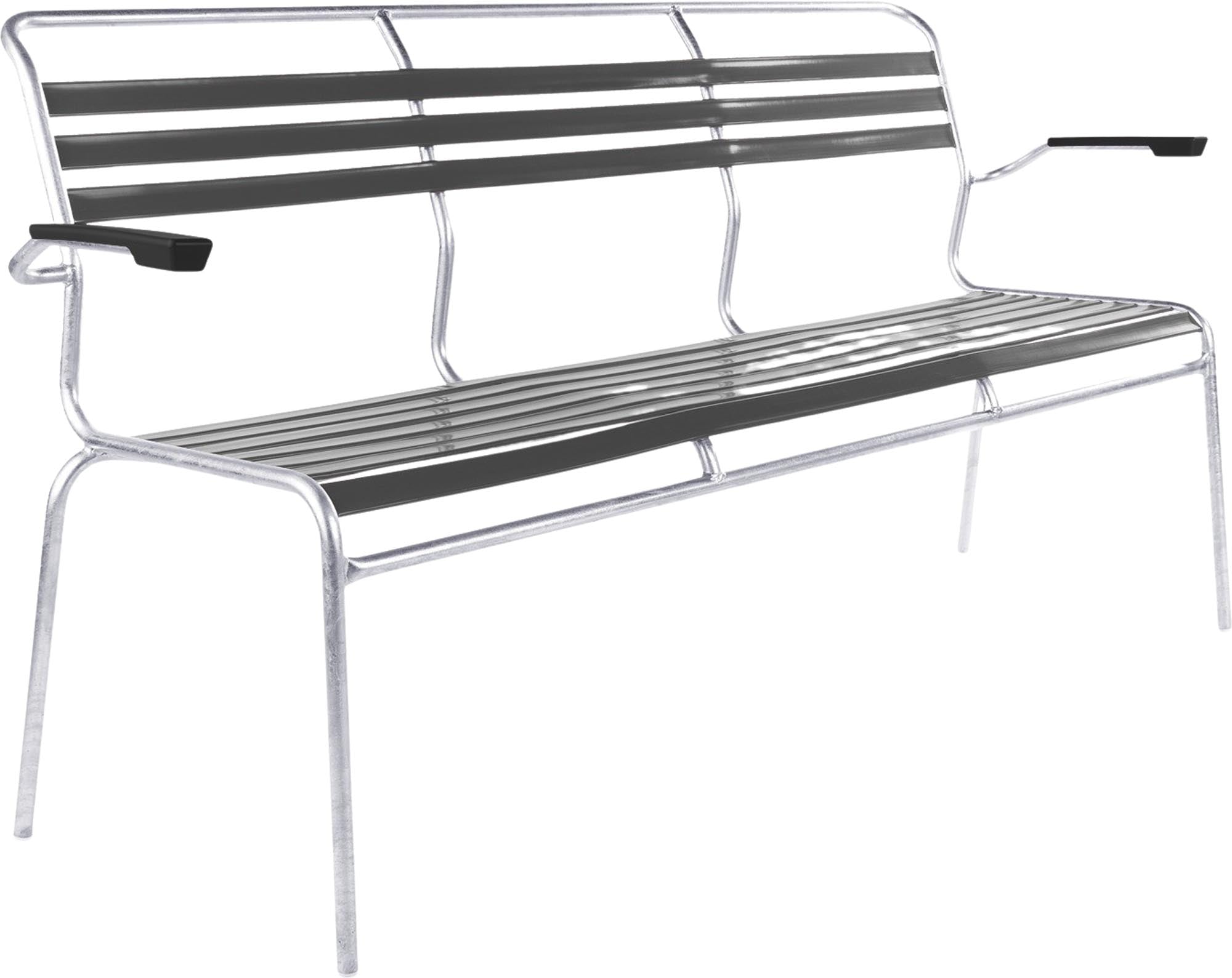 Säntis Lättli-3er Gartenbank mit Armlehne in Graphit präsentiert im Onlineshop von KAQTU Design AG. Gartenbank ist von Schaffner