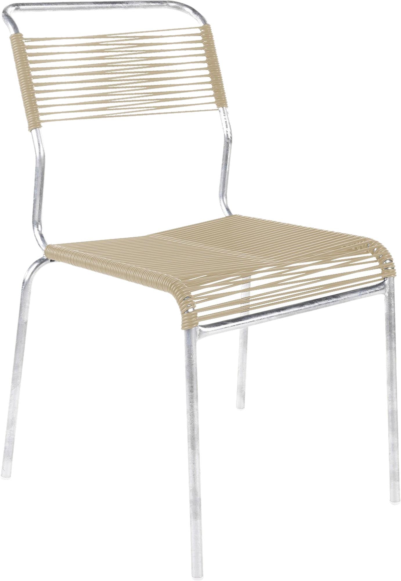 Moderner Säntis Stuhl Spaghetti, ideal für stilvolle Aussenbereiche.