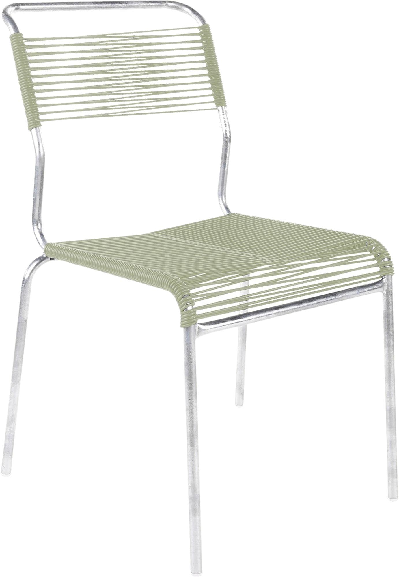 Der stilvolle Säntis Stuhl Spaghetti von Schaffner ohne Armlehnen ist ideal für entspannte Stunden im Freien und verleiht jedem Außenbereich einen modernen Touch.