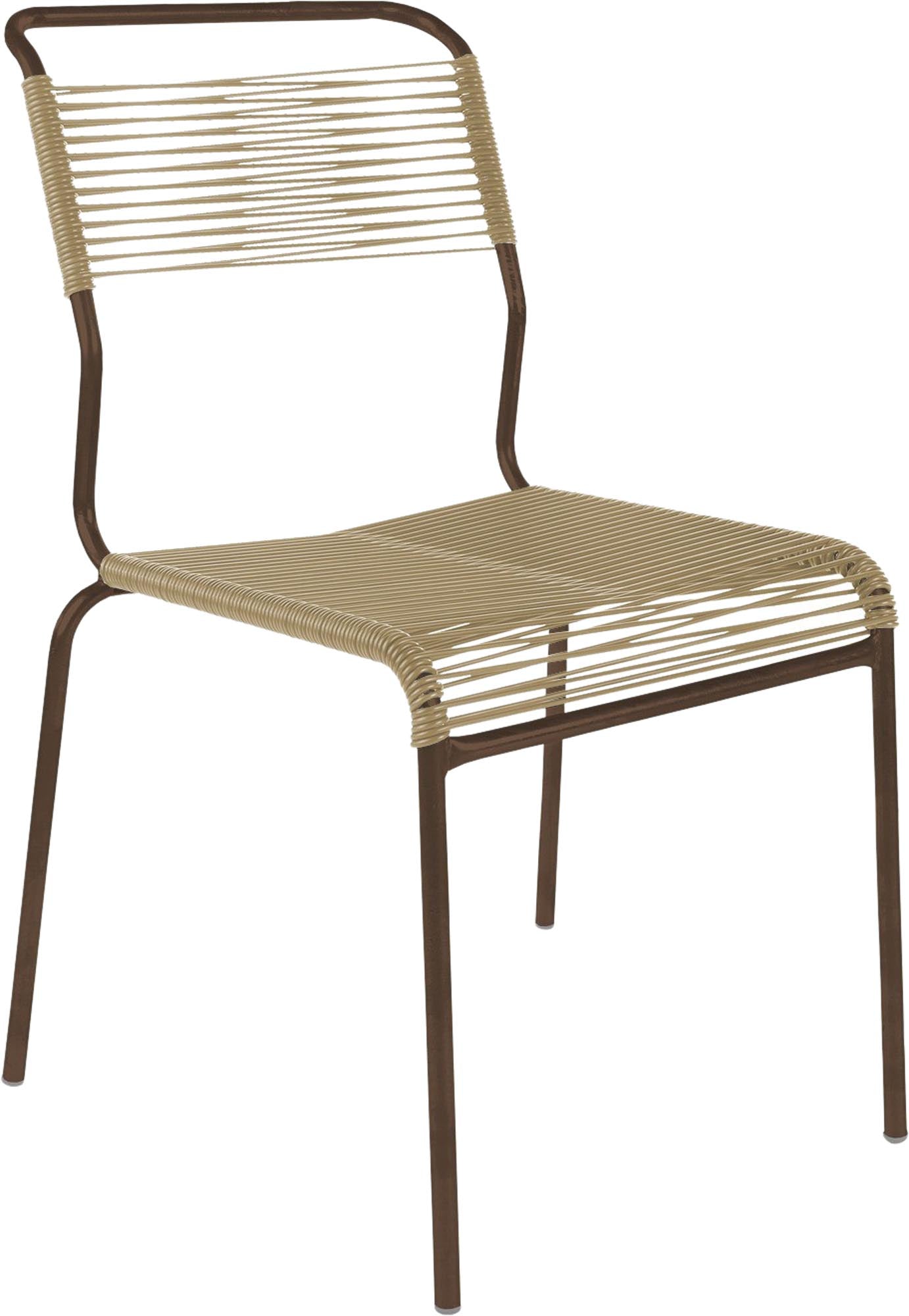 Der Säntis Stuhl Spaghetti von Schaffner vereint modernes Design und Komfort, perfekt für Garten und Terrasse ohne Armlehnen.