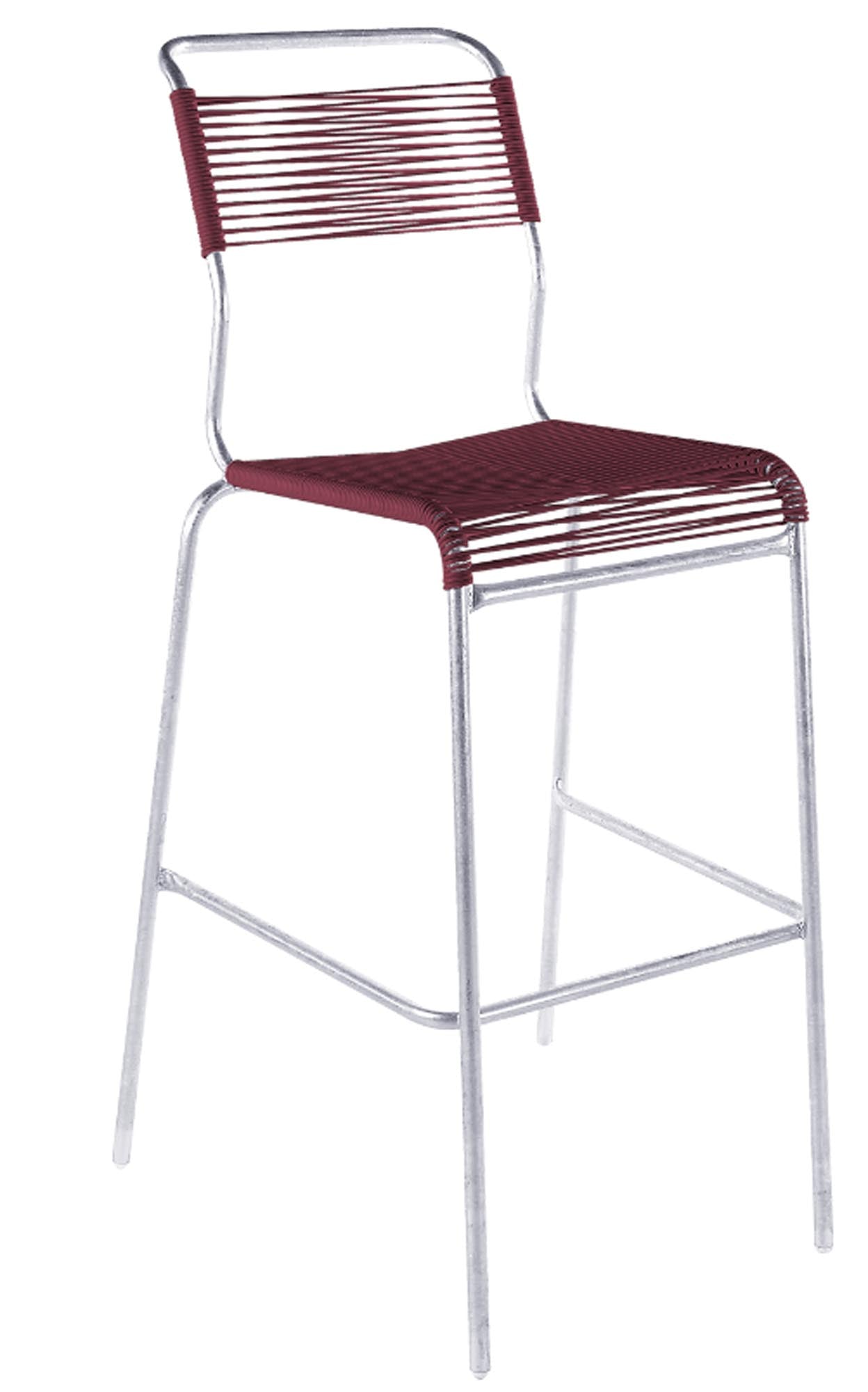 Säntis Spaghetti-Barstuhl Outdoor ohne Armlehne in Bordeaux präsentiert im Onlineshop von KAQTU Design AG. Outdoor-Barstuhl ist von Schaffner