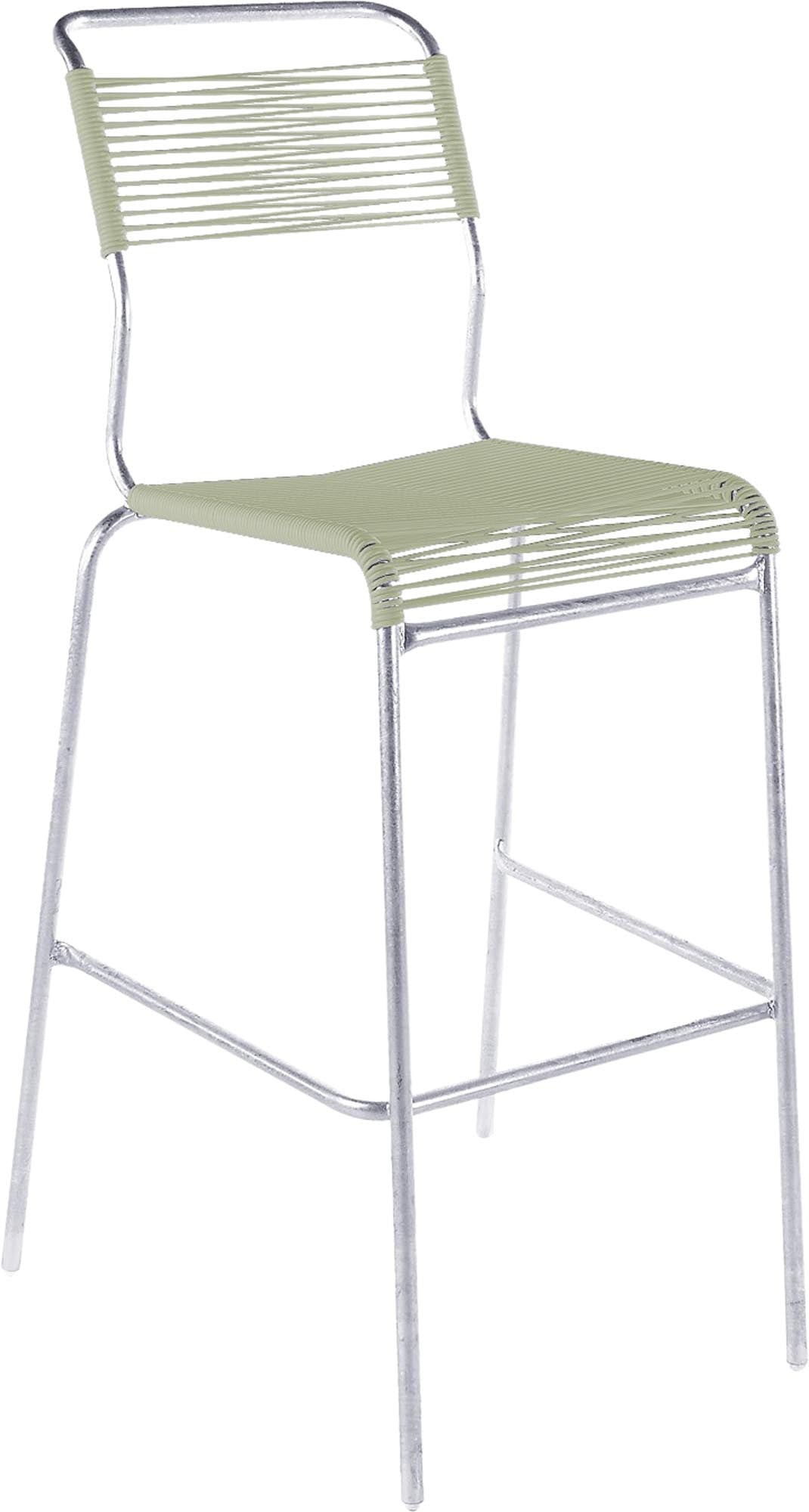 Säntis Spaghetti-Barstuhl Outdoor ohne Armlehne, wetterfest, langlebig, aus recyceltem OceanYarn®, UV-beständig – stilvoller Garten- und Terrassenstuhl.