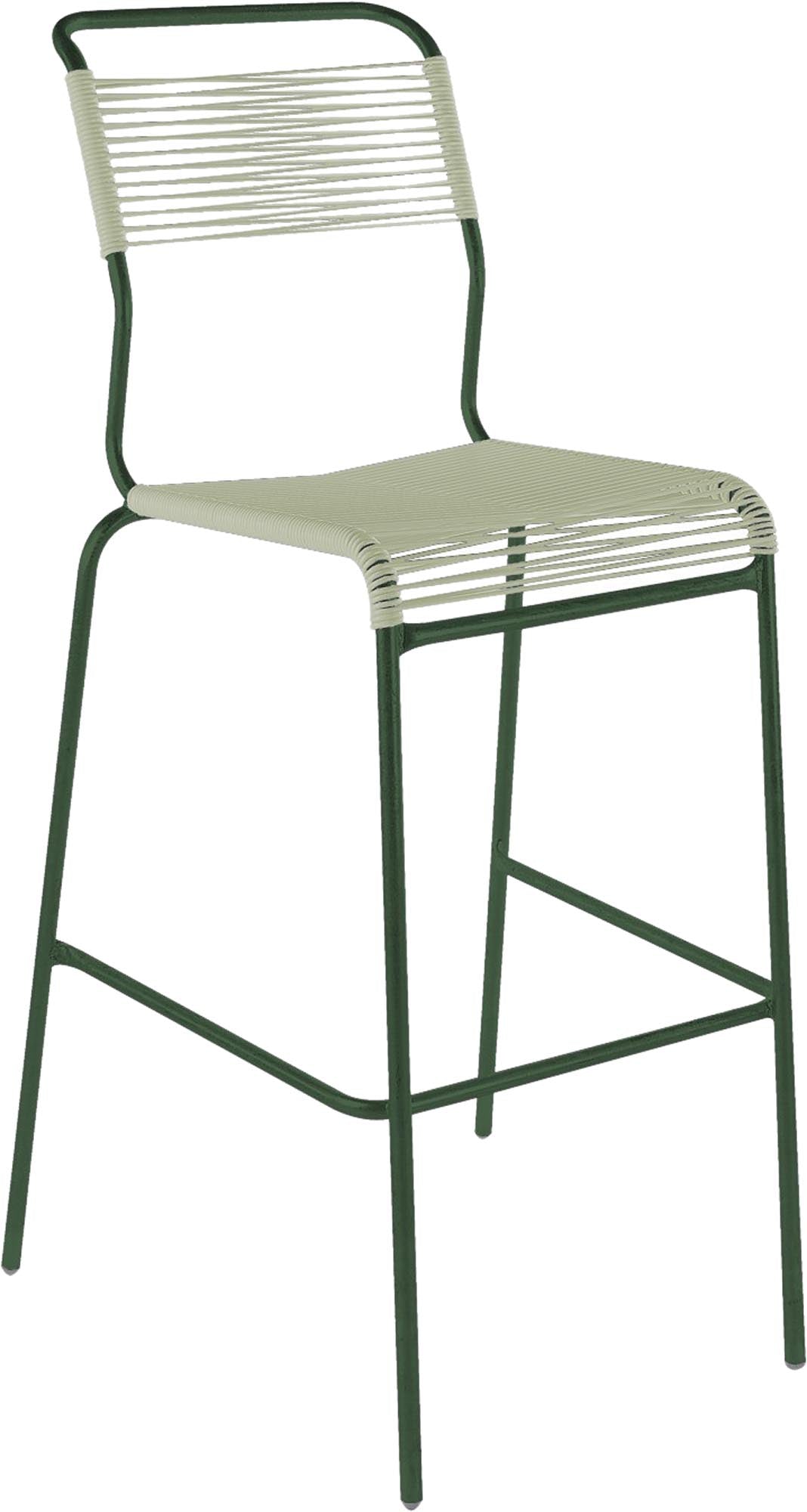 Hochwertiger Säntis Spaghetti-Barstuhl ohne Armlehne, wetterfestes Design, nachhaltiges OceanYarn®-Material, perfekt für Garten, Terrasse und Outdoor-Bereiche.