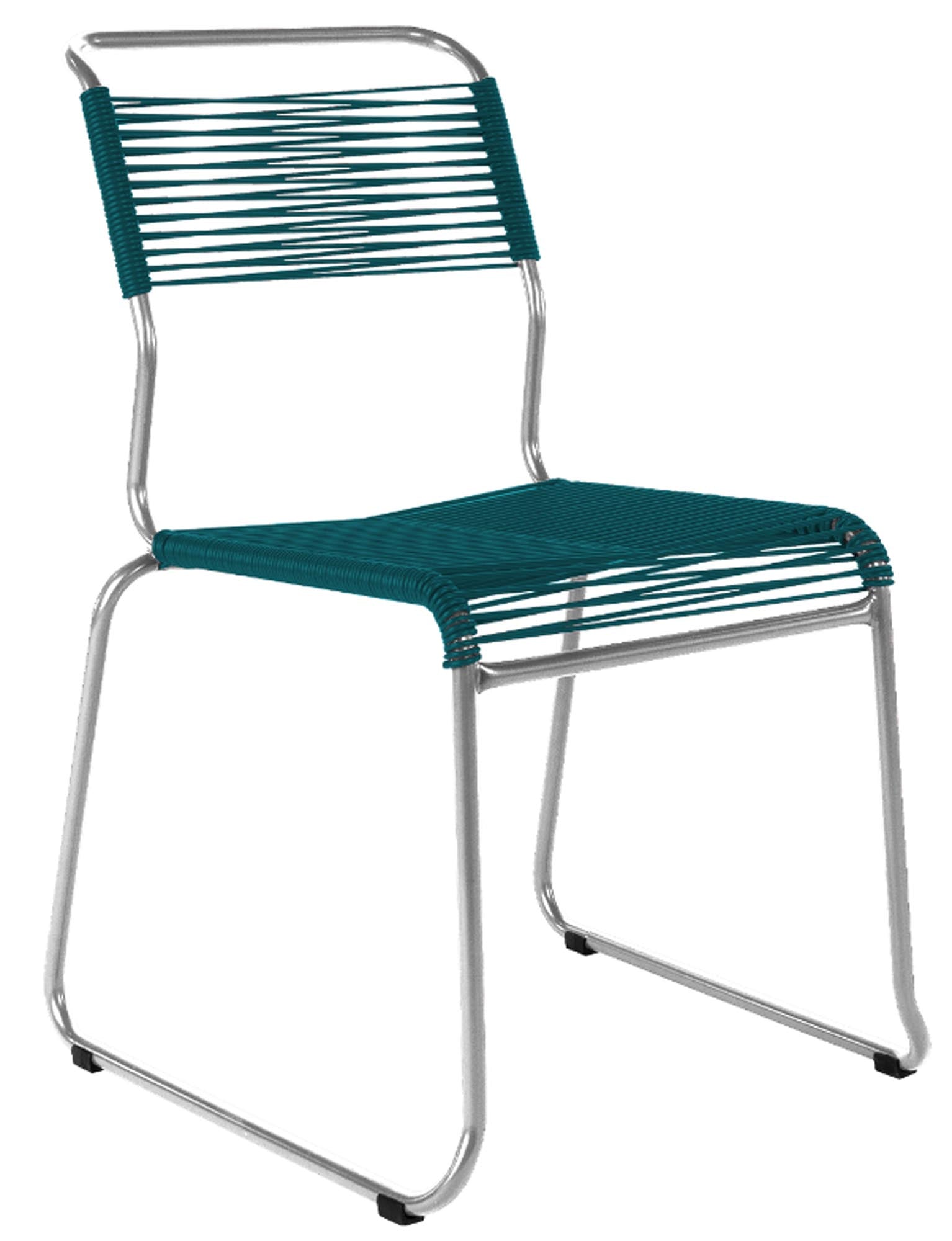 Spaghettistuhl Säntis mit Kufen in Kaliblau präsentiert im Onlineshop von KAQTU Design AG. Gartenstuhl ist von Schaffner