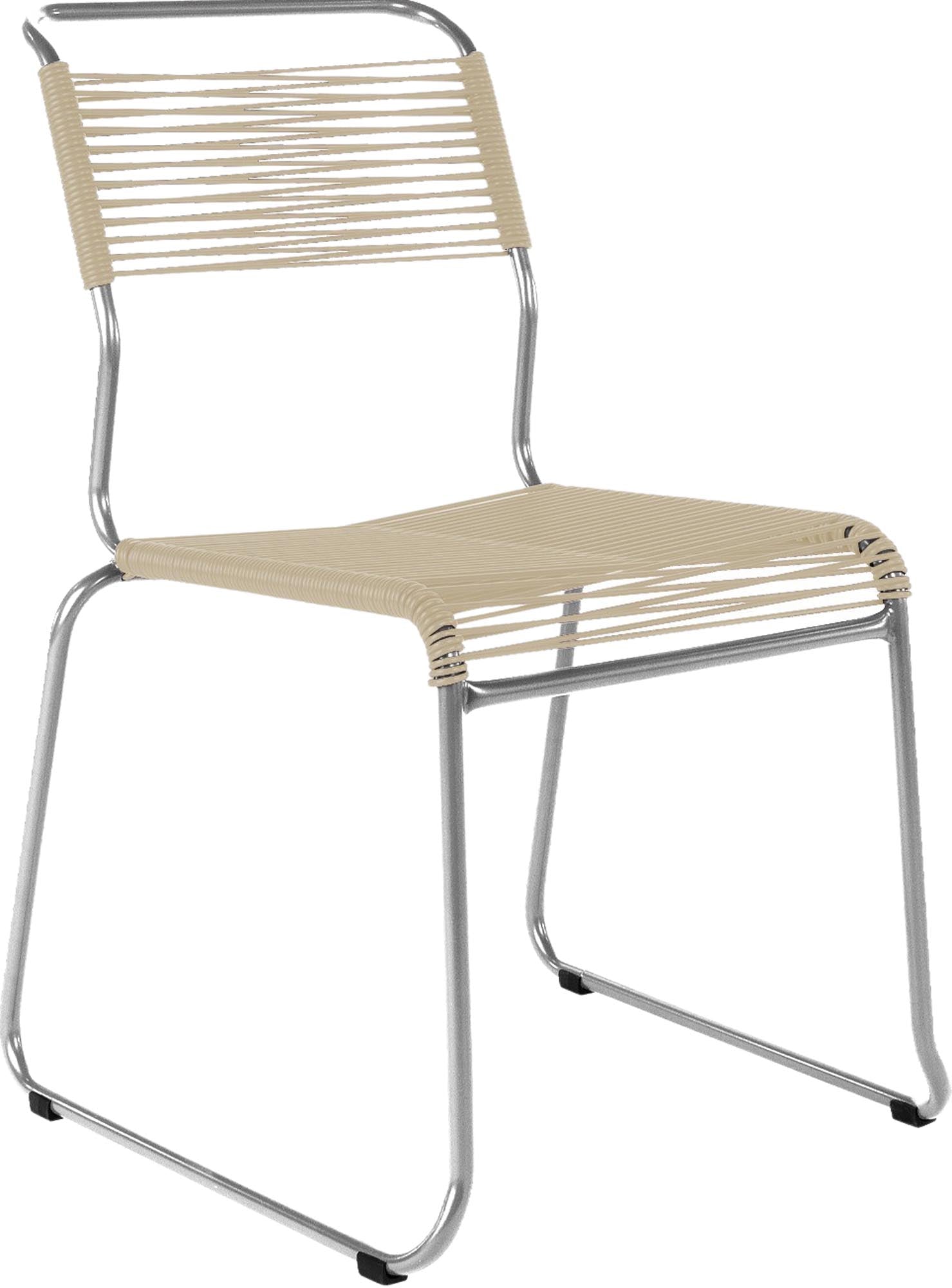 Spaghettistuhl Säntis mit Kufen in Pastellsand präsentiert im Onlineshop von KAQTU Design AG. Gartenstuhl ist von Schaffner