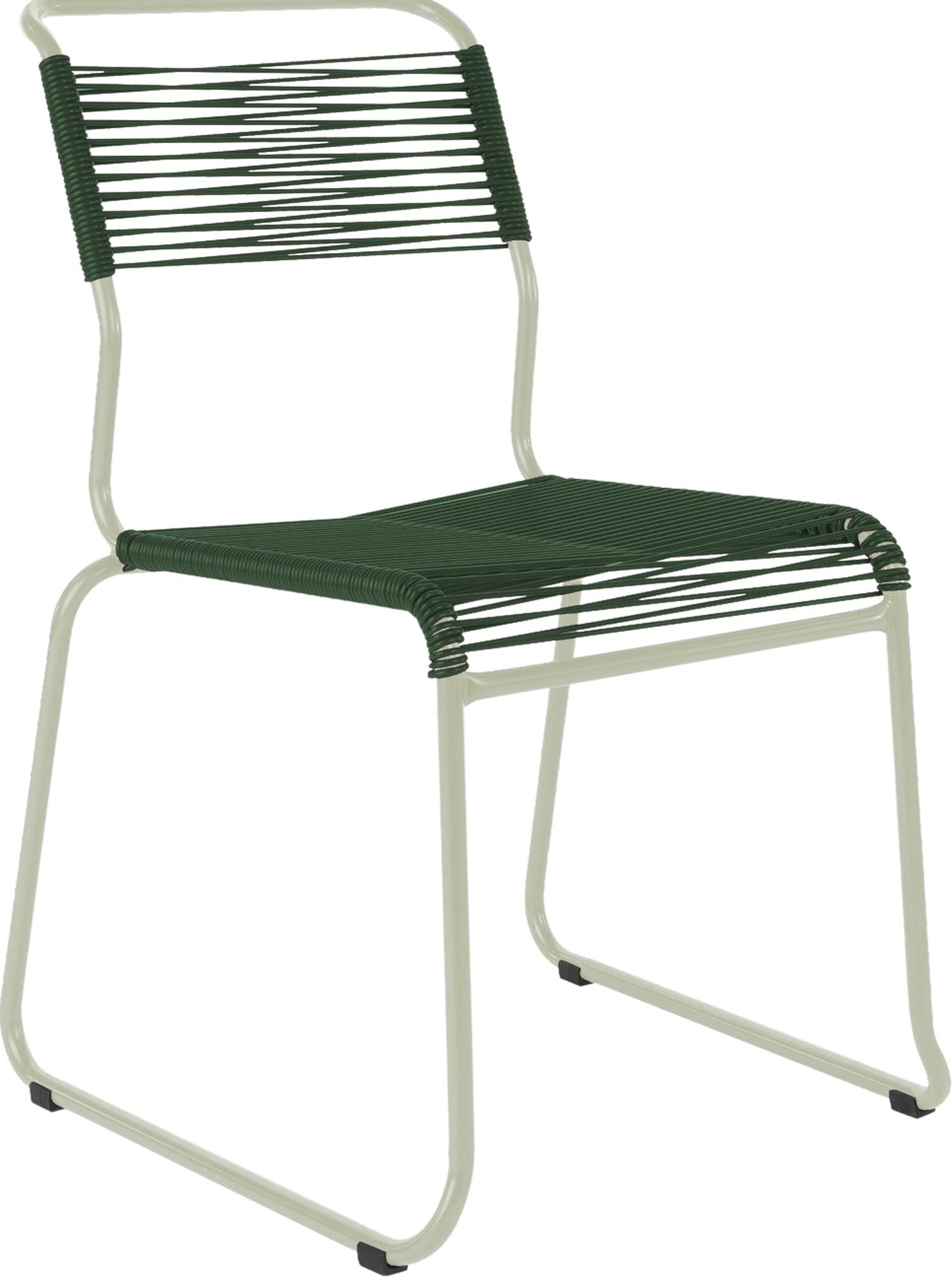Moderner Spaghettistuhl Säntis mit robusten Kufen, perfekt für stilvolle Gartenmöbel und gemütliche Terrassenabende.
