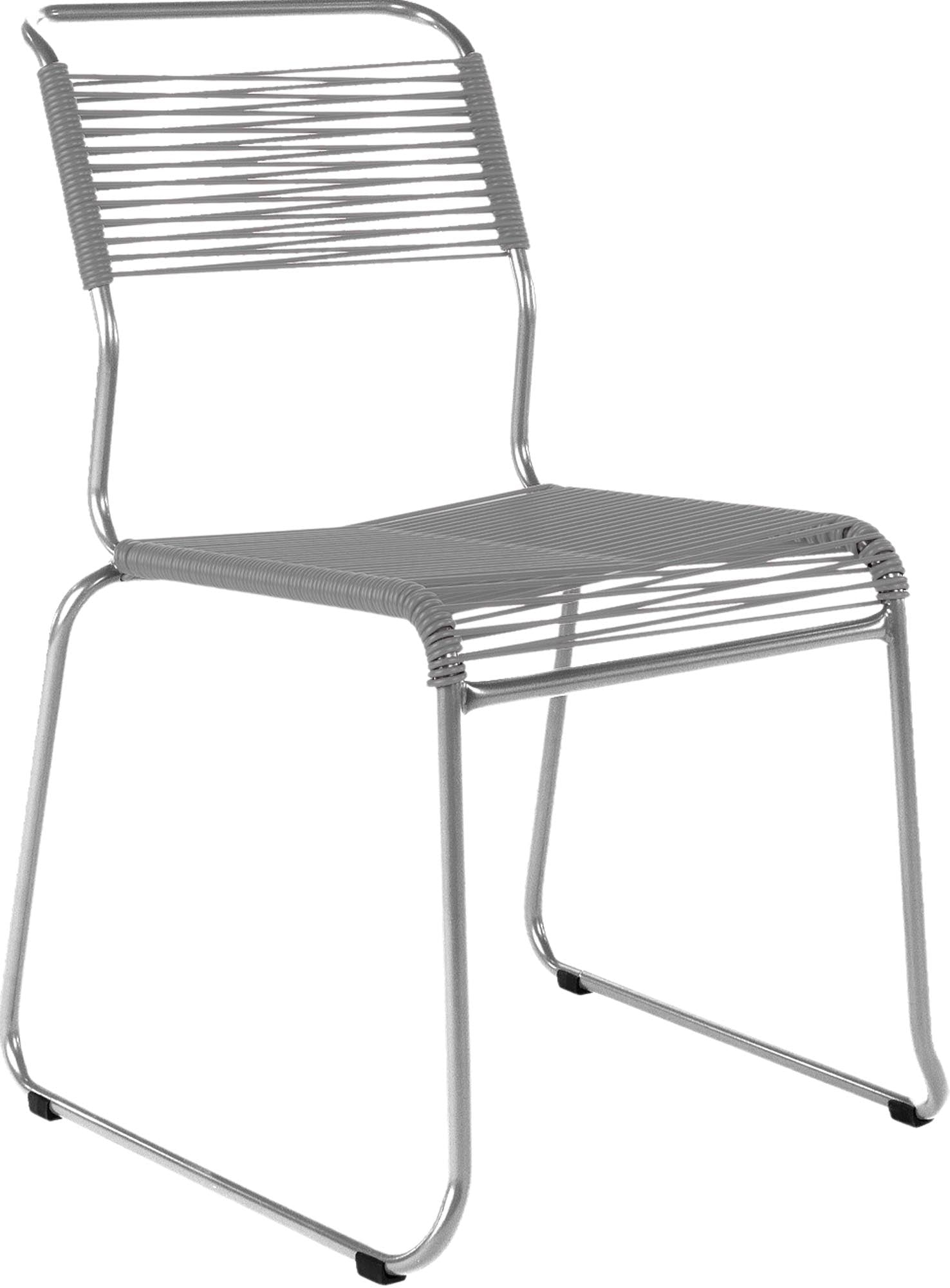 Spaghettistuhl Säntis mit Kufen in Alusilber präsentiert im Onlineshop von KAQTU Design AG. Gartenstuhl ist von Schaffner