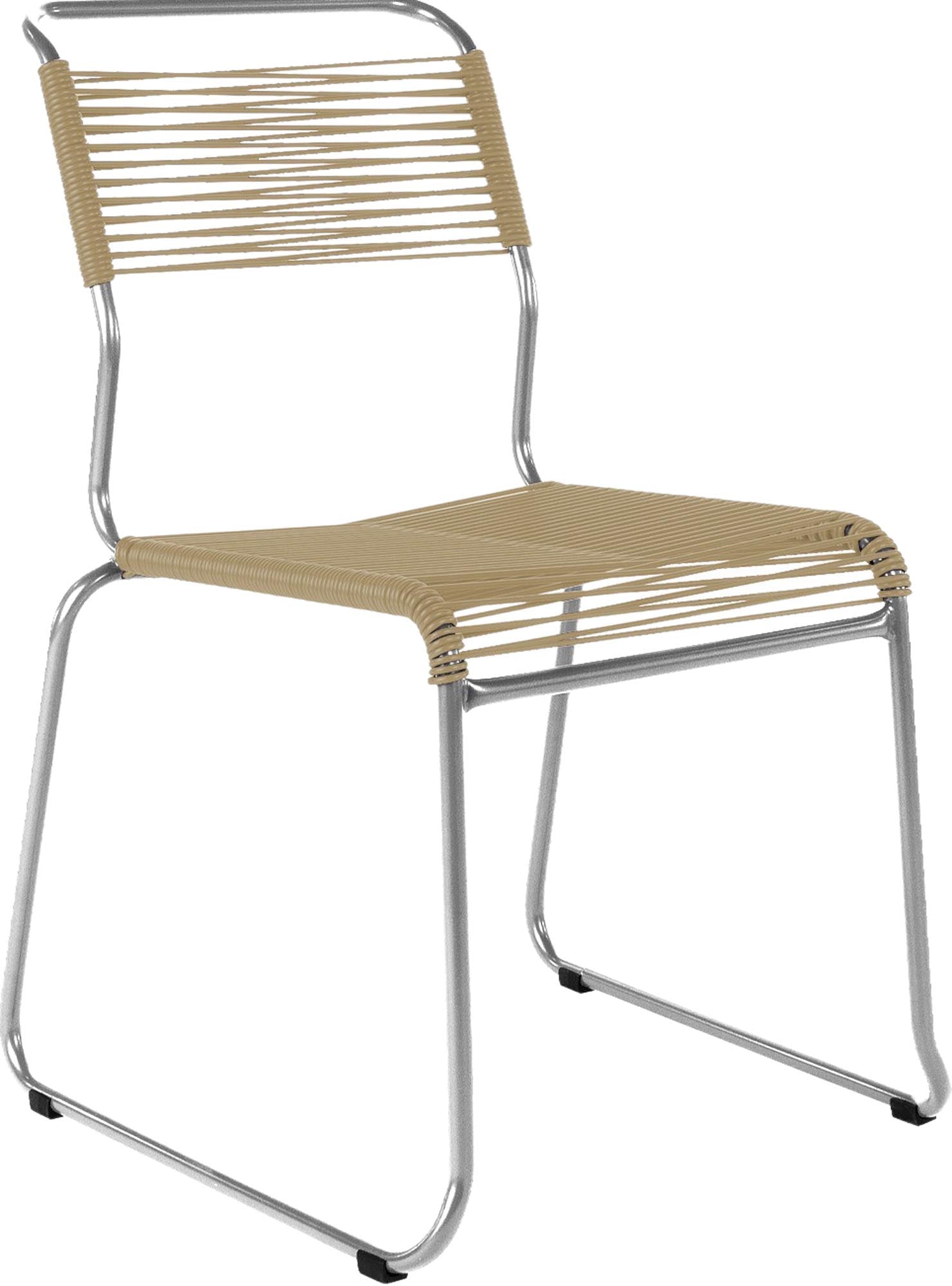 Spaghettistuhl Säntis mit Kufen in Pastellbraun präsentiert im Onlineshop von KAQTU Design AG. Gartenstuhl ist von Schaffner