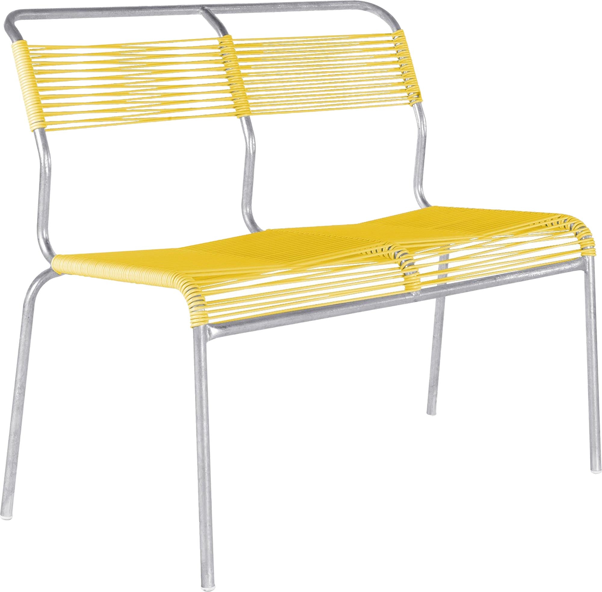 Säntis Spaghetti-2er Gartenbank ohne Armlehne in Gelb präsentiert im Onlineshop von KAQTU Design AG. Gartenbank ist von Schaffner