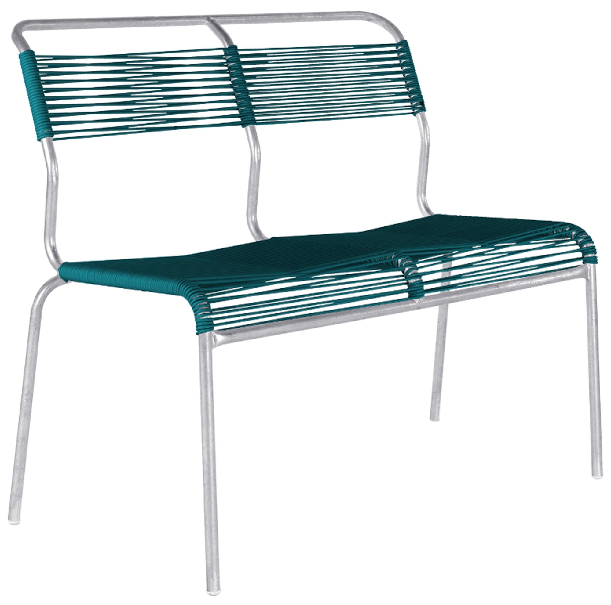 Elegante Säntis Spaghetti 2er Gartenbank ohne Armlehne aus langlebigem, wetterbeständigem Material – ideal für entspannte Stunden im Freien.