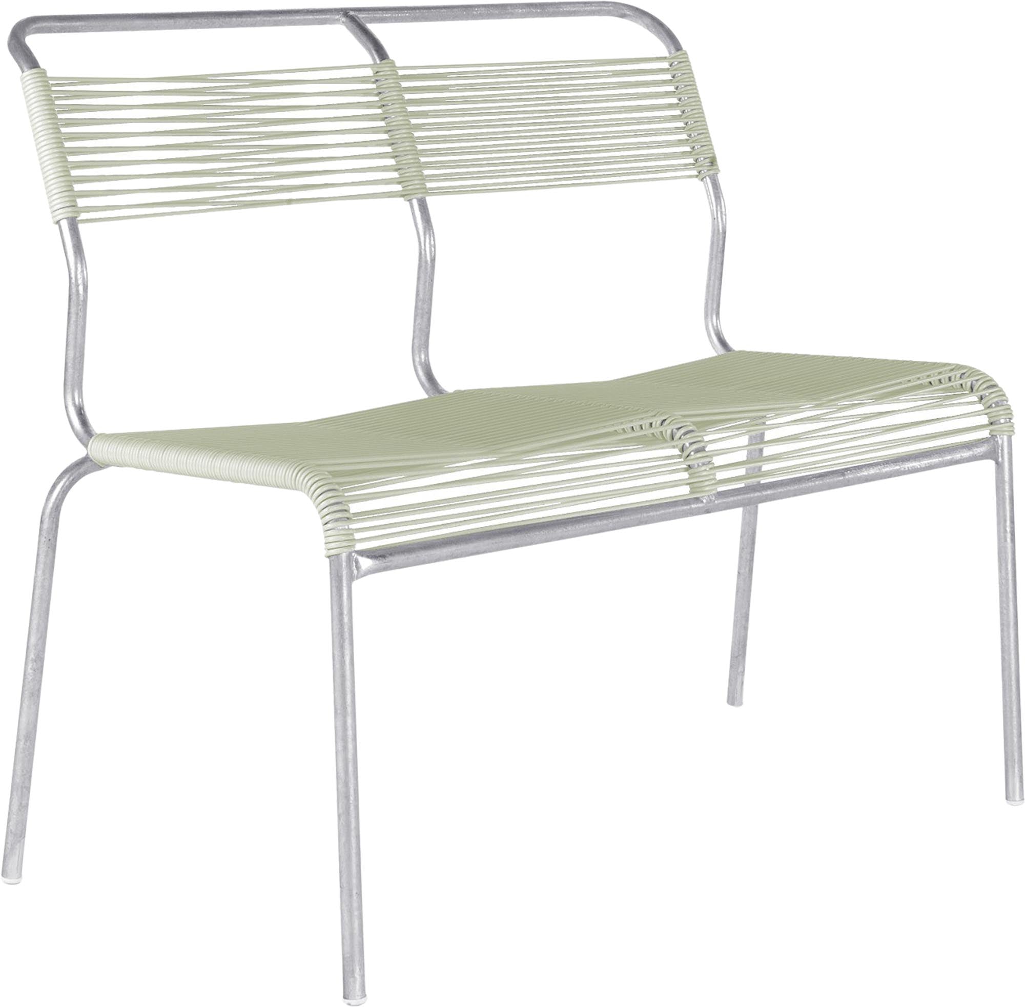 Säntis Spaghetti-2er Gartenbank ohne Armlehne in Pastellgrün präsentiert im Onlineshop von KAQTU Design AG. Gartenbank ist von Schaffner