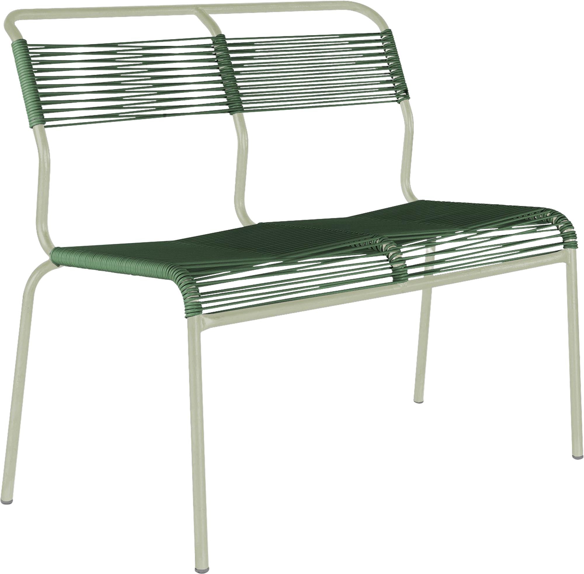 Säntis Spaghetti-2er Gartenbank ohne Armlehne in Tannengrün präsentiert im Onlineshop von KAQTU Design AG. Gartenbank ist von Schaffner