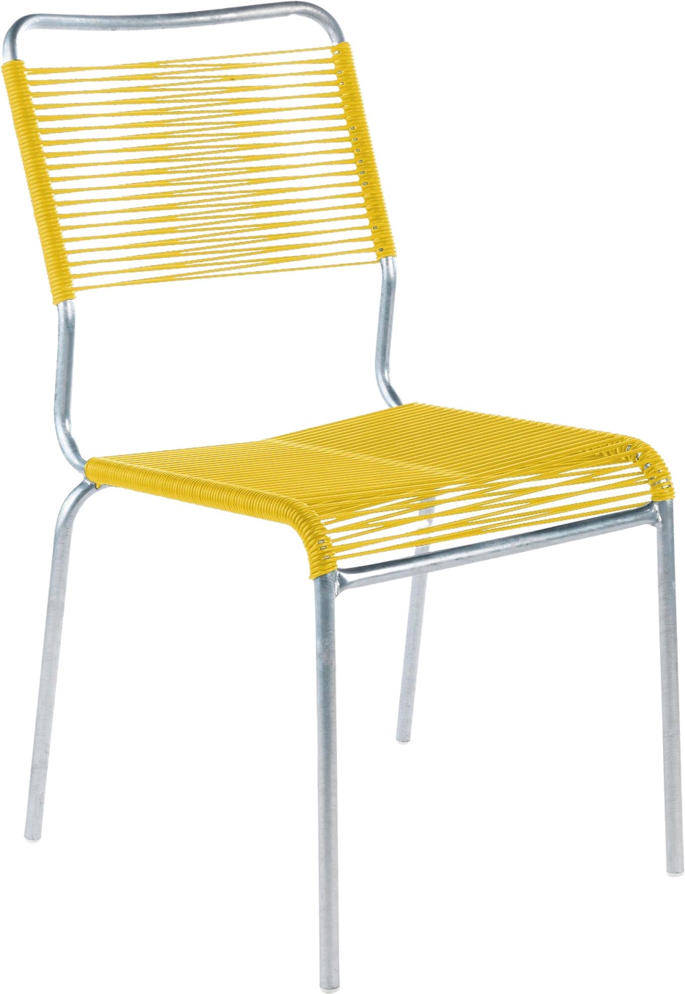 Rigi Spaghetti-Gartenstuhl ohne Armlehne Comfort in Gelb präsentiert im Onlineshop von KAQTU Design AG. Gartenstuhl ist von Schaffner