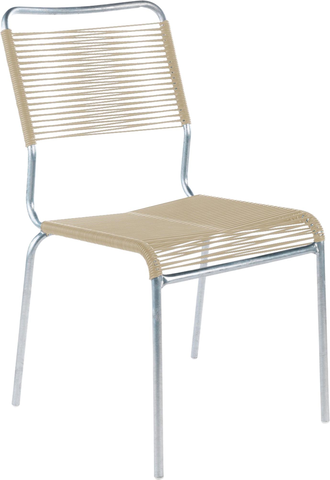 Rigi Spaghetti-Gartenstuhl ohne Armlehne Comfort in Pastellsand präsentiert im Onlineshop von KAQTU Design AG. Gartenstuhl ist von Schaffner