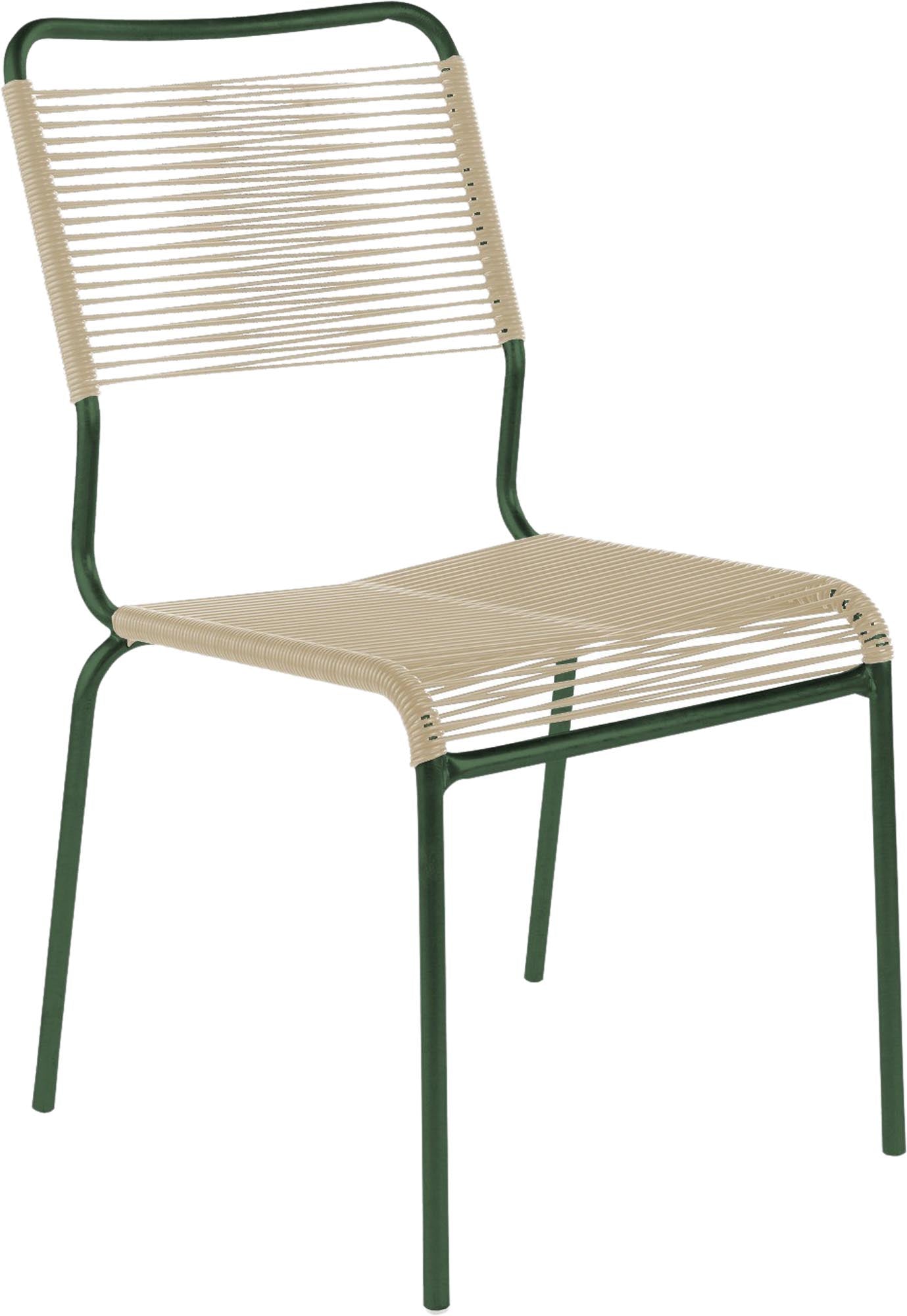 Eleganter Rigi Spaghetti-Gartenstuhl ohne Armlehnen, gefertigt aus wetterfestem Eschenholz, ideal für stilvolle Garten- und Terrassengestaltung.