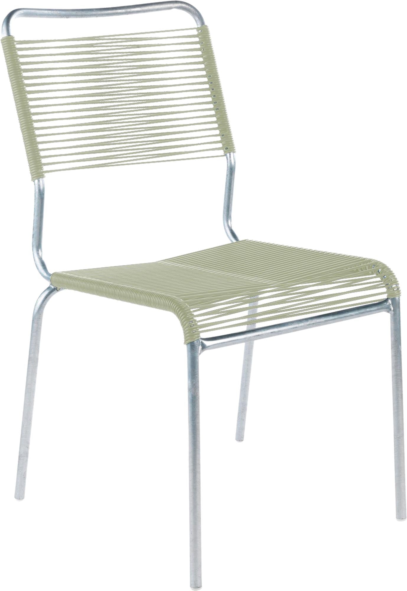 Rigi Spaghetti-Gartenstuhl ohne Armlehne Comfort in Pastellgrün präsentiert im Onlineshop von KAQTU Design AG. Gartenstuhl ist von Schaffner