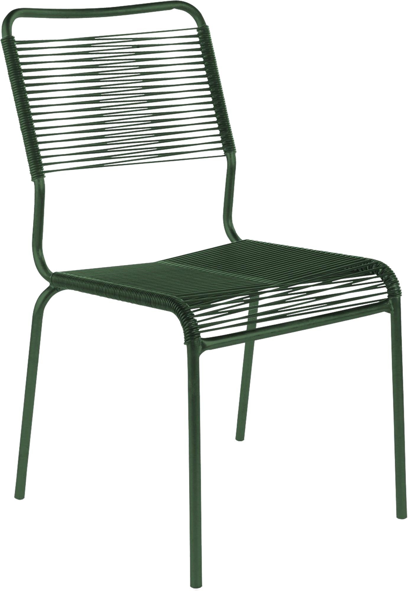 Rigi Spaghetti-Gartenstuhl ohne Armlehne Comfort in Tannengrün präsentiert im Onlineshop von KAQTU Design AG. Gartenstuhl ist von Schaffner