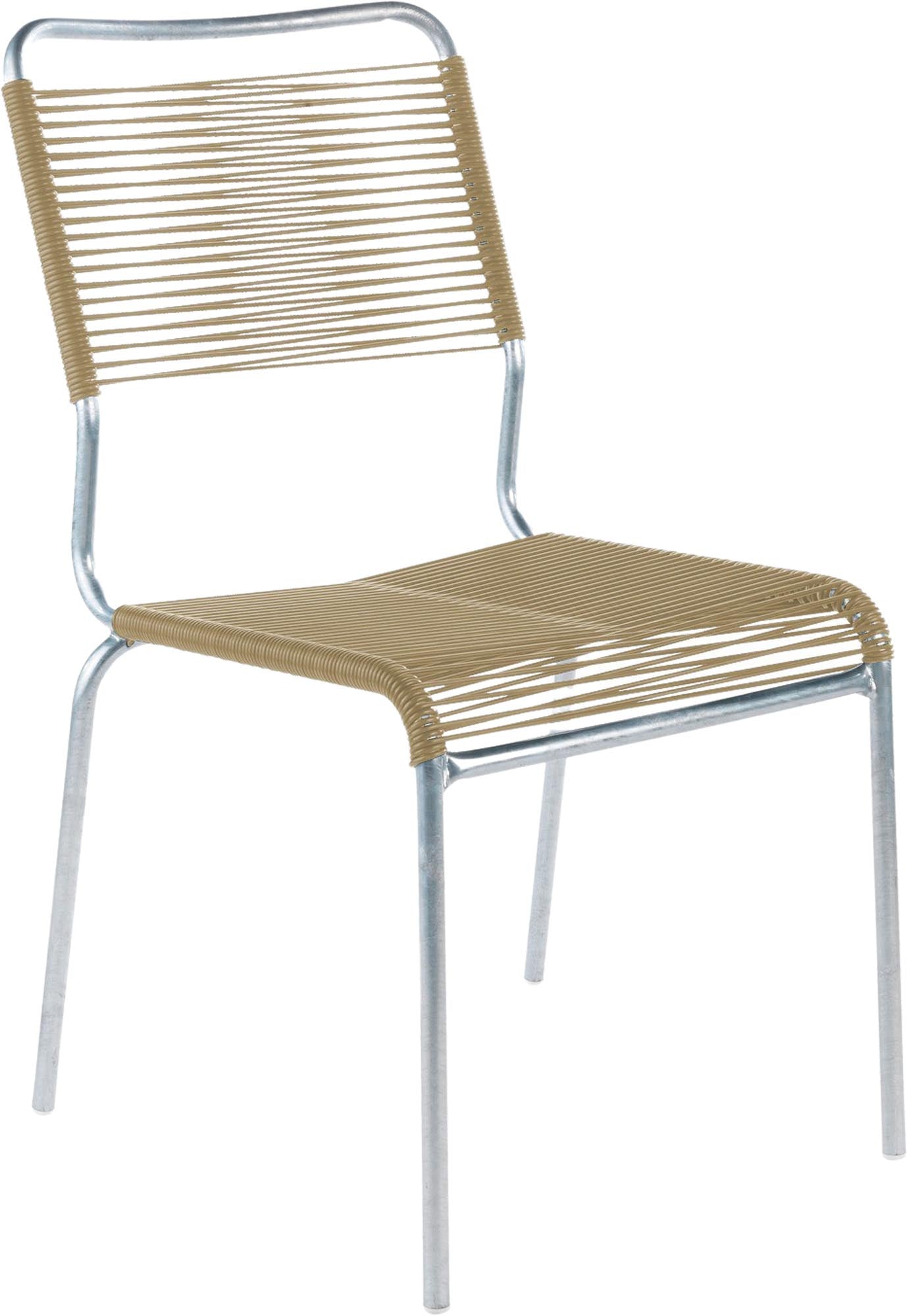 Rigi Spaghetti-Gartenstuhl ohne Armlehne Comfort in Pastellbraun präsentiert im Onlineshop von KAQTU Design AG. Gartenstuhl ist von Schaffner