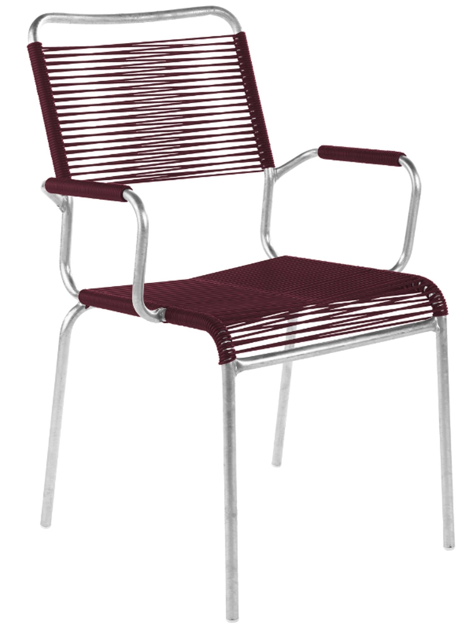 Schaffner Rigi Spaghetti-Gartenstuhl mit Armlehne Comfort, wetterfest, langlebig, Schweizer Handwerkskunst, Gartenmöbel, komfortabler Outdoor-Stuhl.