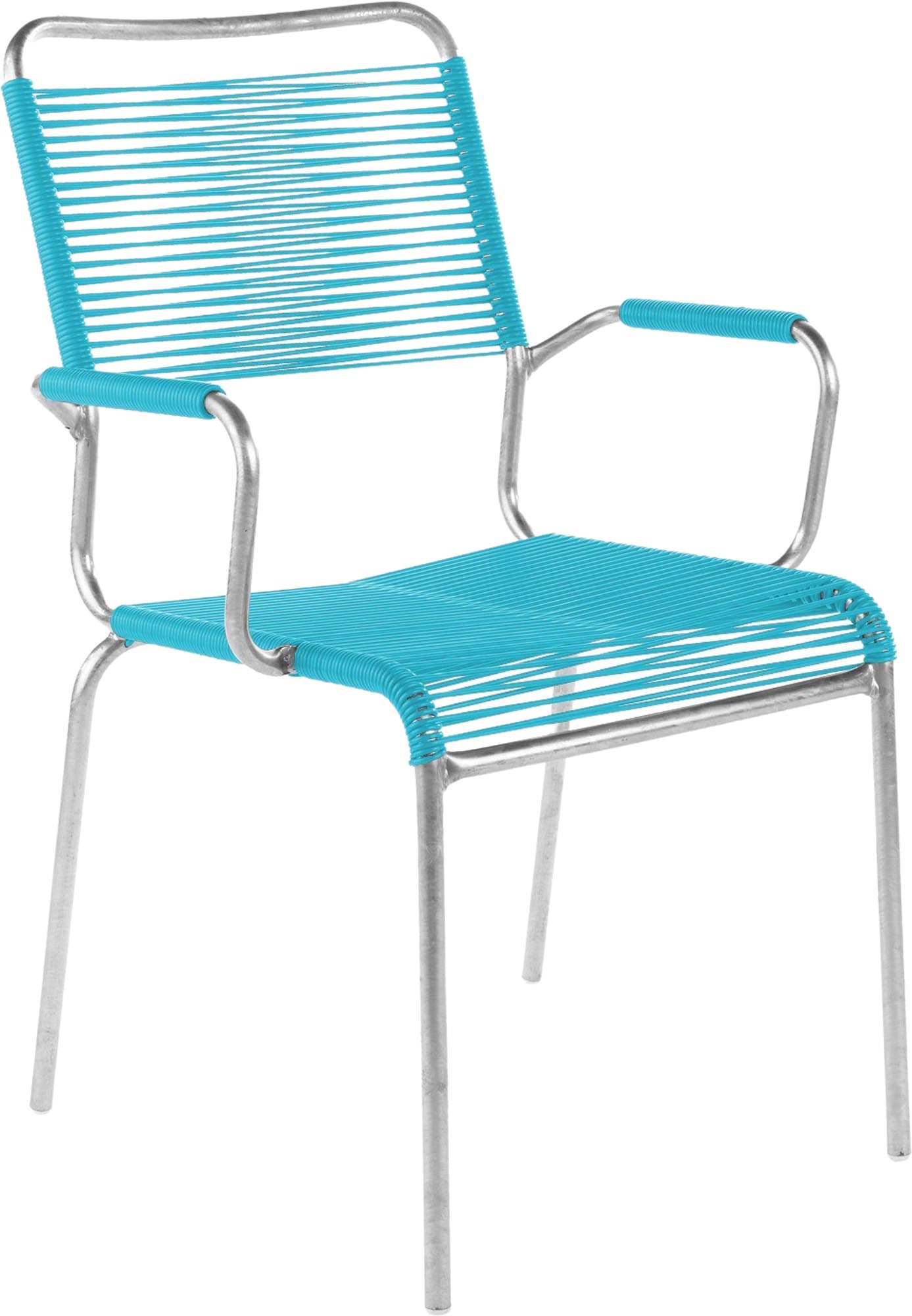 Rigi Spaghetti-Gartenstuhl mit Armlehne Comfort in Türkis präsentiert im Onlineshop von KAQTU Design AG. Gartenstuhl mit Armlehnen ist von Schaffner