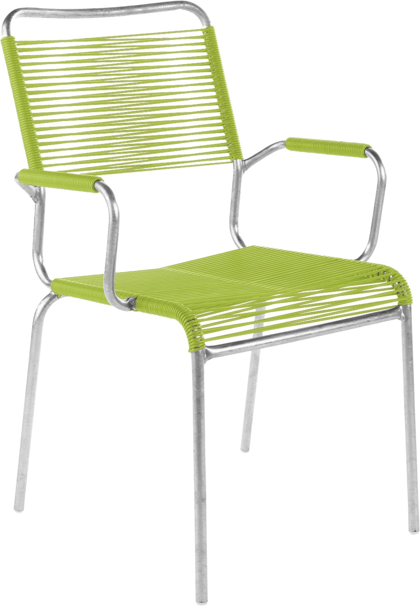 Rigi Spaghetti-Gartenstuhl mit Armlehne Comfort in Hellgrün präsentiert im Onlineshop von KAQTU Design AG. Gartenstuhl mit Armlehnen ist von Schaffner