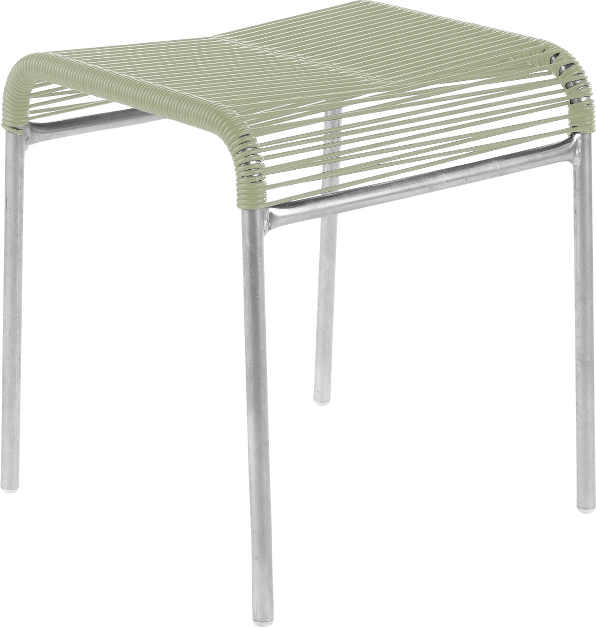 Schaffner Säntis Spaghetti-1er-Hocker: Eleganter, wetterfester Outdoor-Hocker aus recyceltem Meeresplastik, langlebig, umweltfreundlich, Schweizer Handwerkskunst.