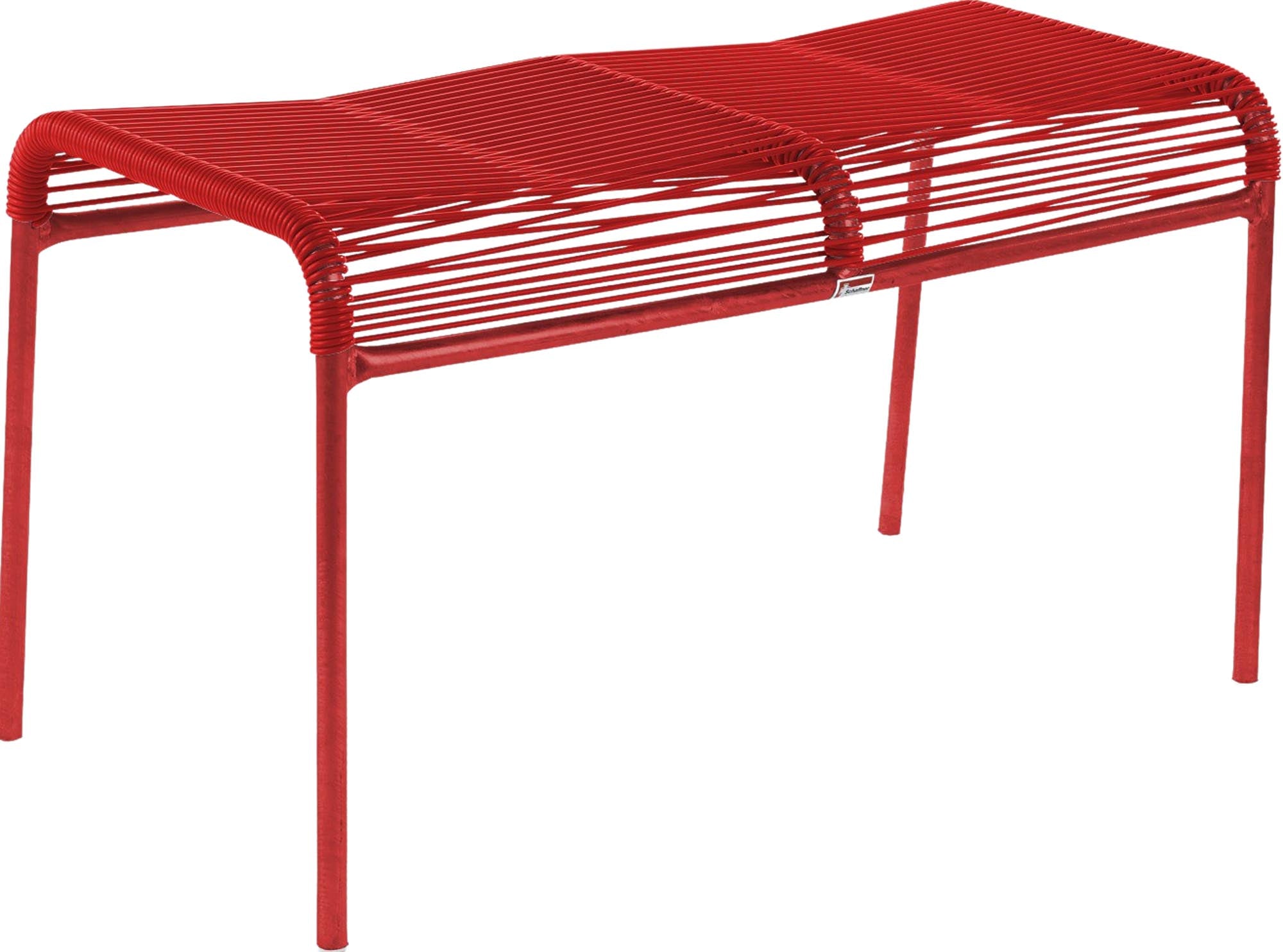 Wetterfester Säntis Spaghetti 2er-Hocker von Schaffner, langlebig, aus verzinktem Stahl, mit nachhaltiger OceanYarn®-Bespannung. Perfekt für Garten & Balkon.