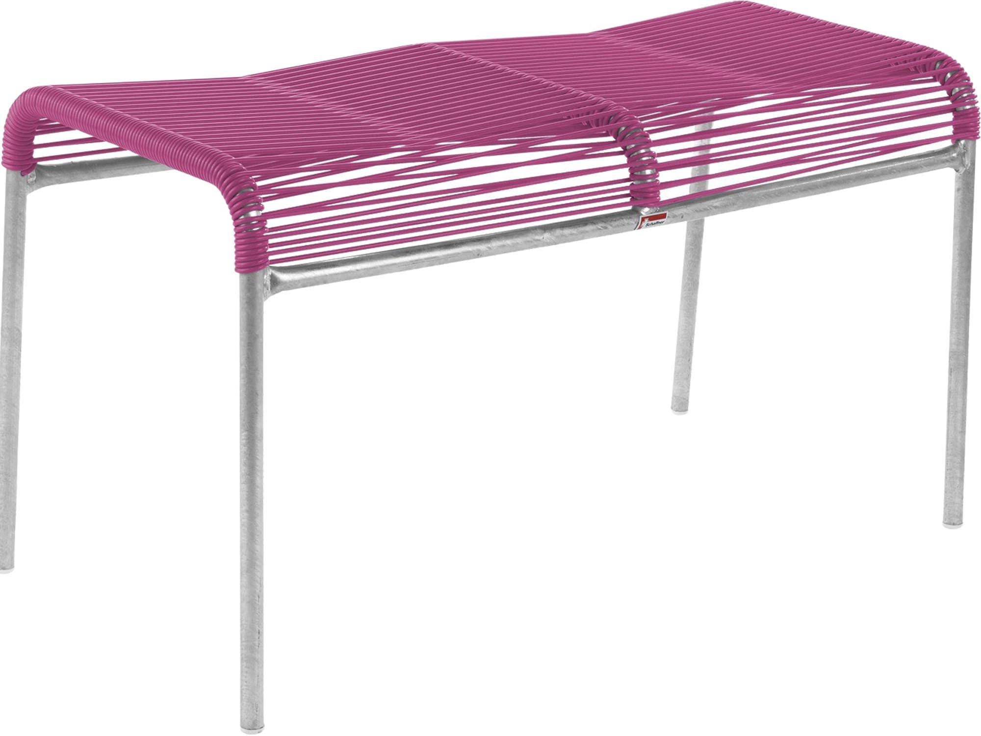 Wetterfester Säntis Spaghetti 2er-Hocker von Schaffner, langlebig, aus verzinktem Stahl, mit nachhaltiger OceanYarn®-Bespannung. Perfekt für Garten & Balkon.