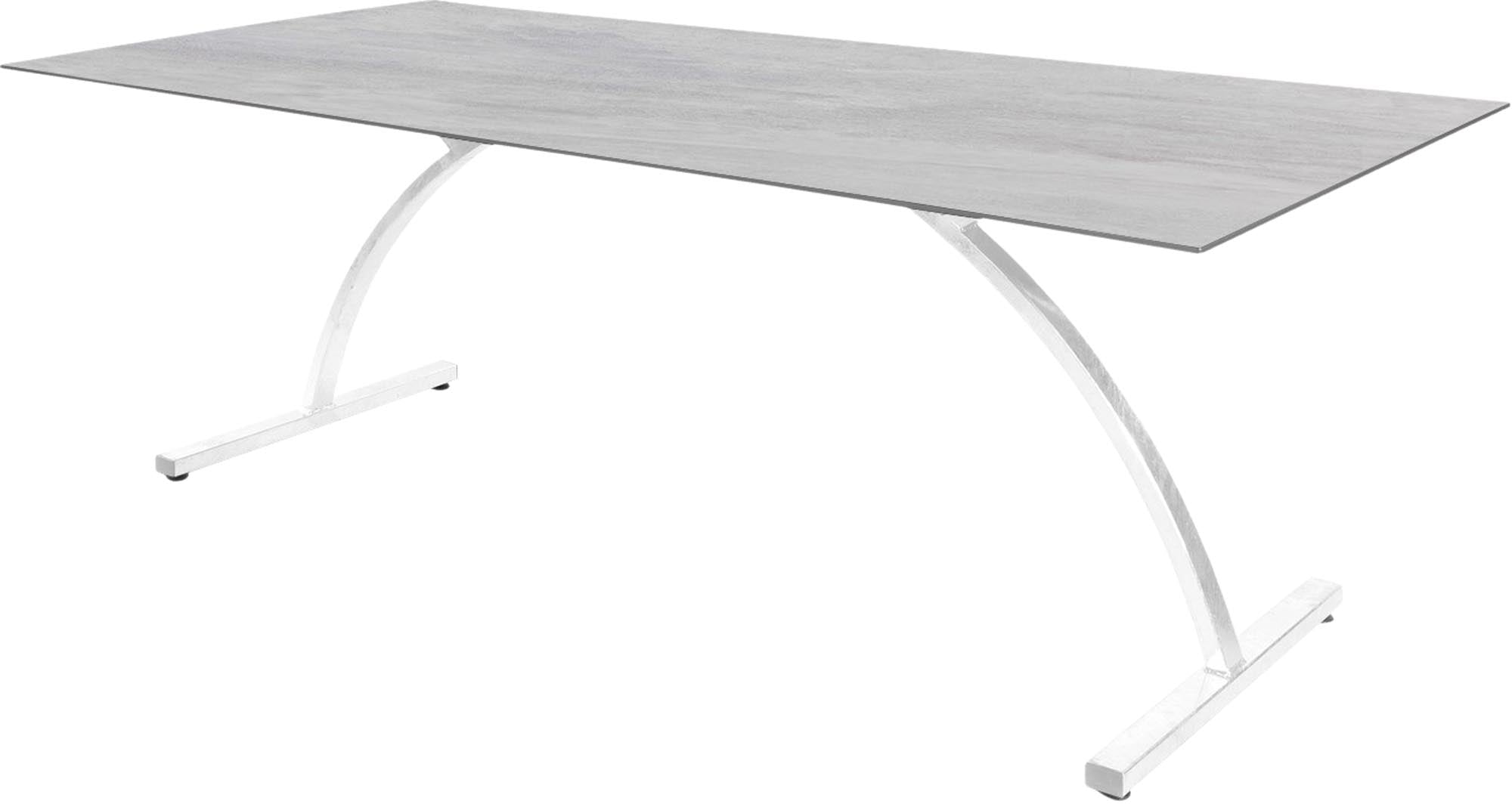 Stilvoller, klappbarer Gartentisch aus wetterfestem Glasfaser, 220x100 cm, UV-beständig, robust, pflegeleicht und perfekt für Garten, Balkon oder Terrasse.