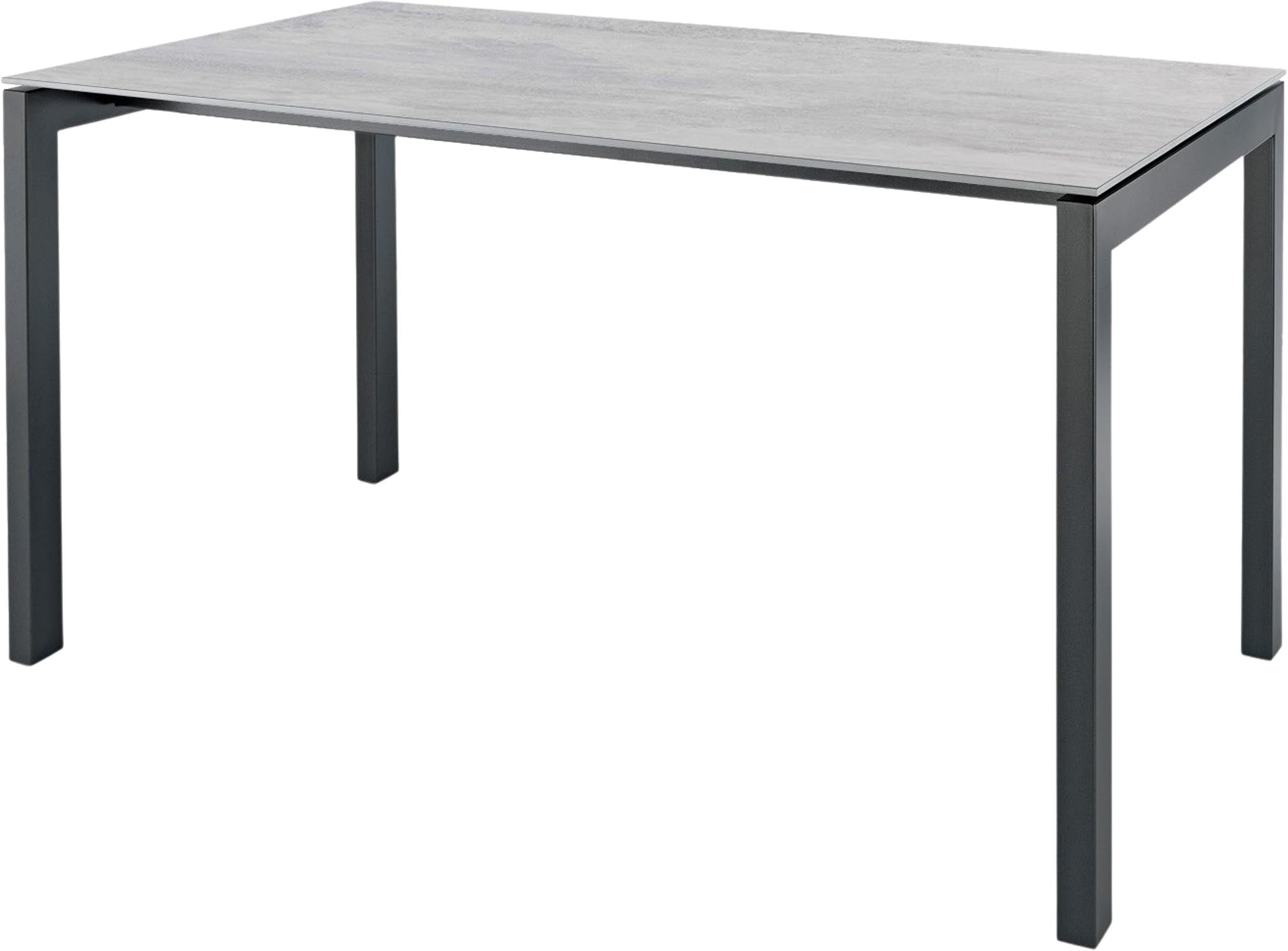 Eleganter Luzern Glasfaser-Gartentisch 140x80 von Schaffner: Robuster, wetterfester Tisch mit ausziehbarer, abklappbarer Oberfläche, Swiss made, ideal für Garten & Terrasse.