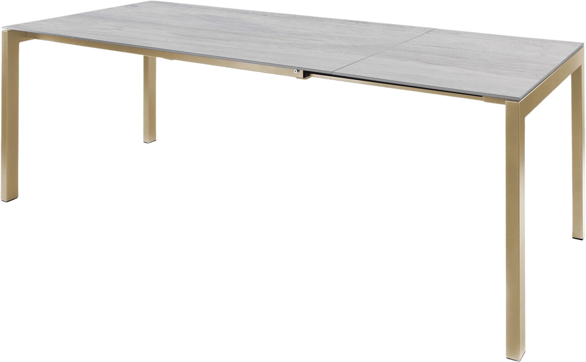 Moderner, ausziehbarer Luzern Glasfaser-Gartentisch 160/220x90 von Schaffner – wetterfest, robust, elegantes Design, perfekt für Garten, Terrasse oder Balkon.