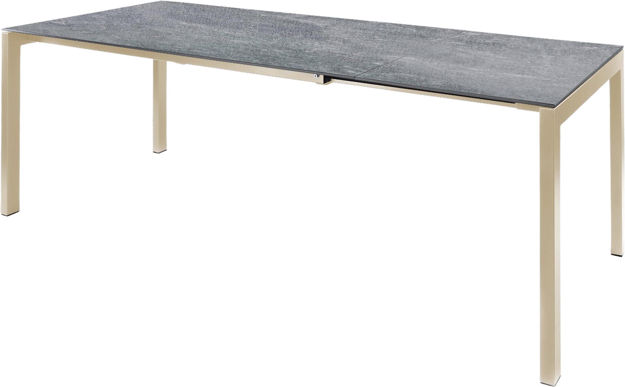 Luzern Glasfaser-Gartentisch 160/220x90 ausziehbar in Beton präsentiert im Onlineshop von KAQTU Design AG. Gartentisch ist von Schaffner