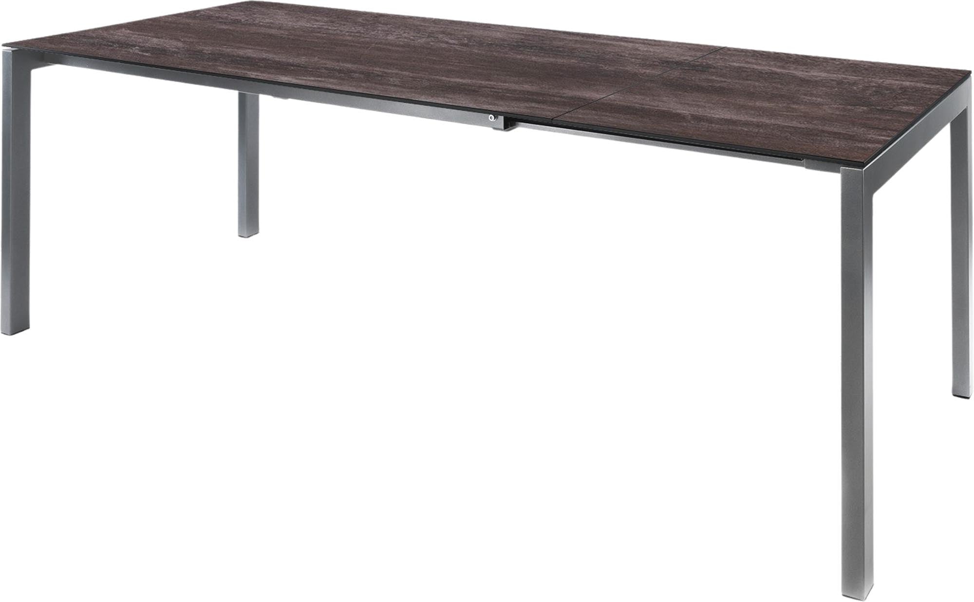 Luzern Glasfaser-Gartentisch 140/200x80 ausziehbar in Stromboli dunkel präsentiert im Onlineshop von KAQTU Design AG. Gartentisch ist von Schaffner