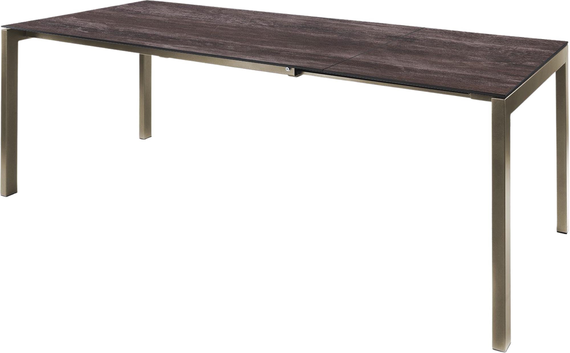Luzern Glasfaser-Gartentisch 140/200x80 ausziehbar in Stromboli dunkel präsentiert im Onlineshop von KAQTU Design AG. Gartentisch ist von Schaffner