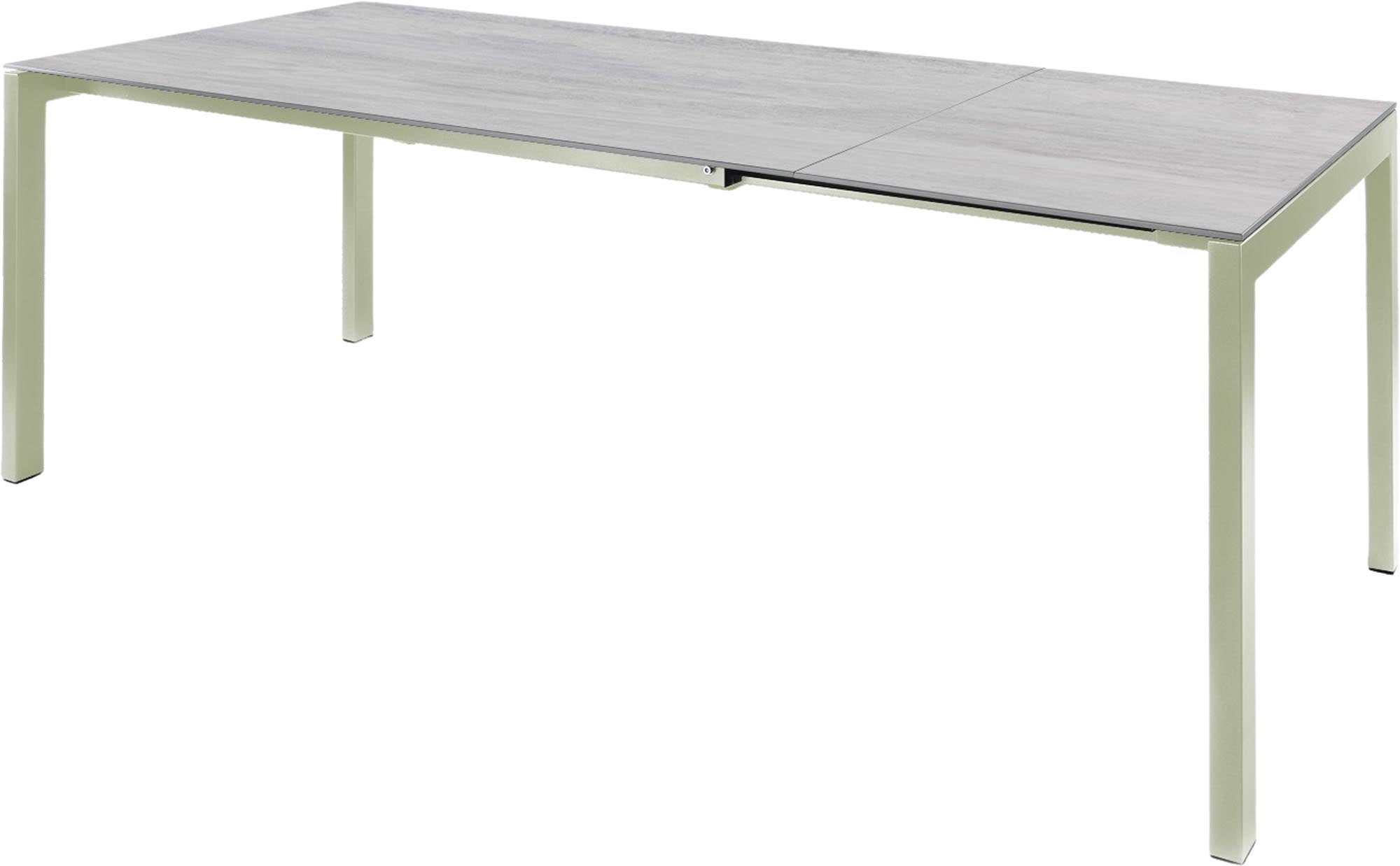 Luzern Glasfaser-Gartentisch 140/200x80 ausziehbar in Stromboli hell präsentiert im Onlineshop von KAQTU Design AG. Gartentisch ist von Schaffner