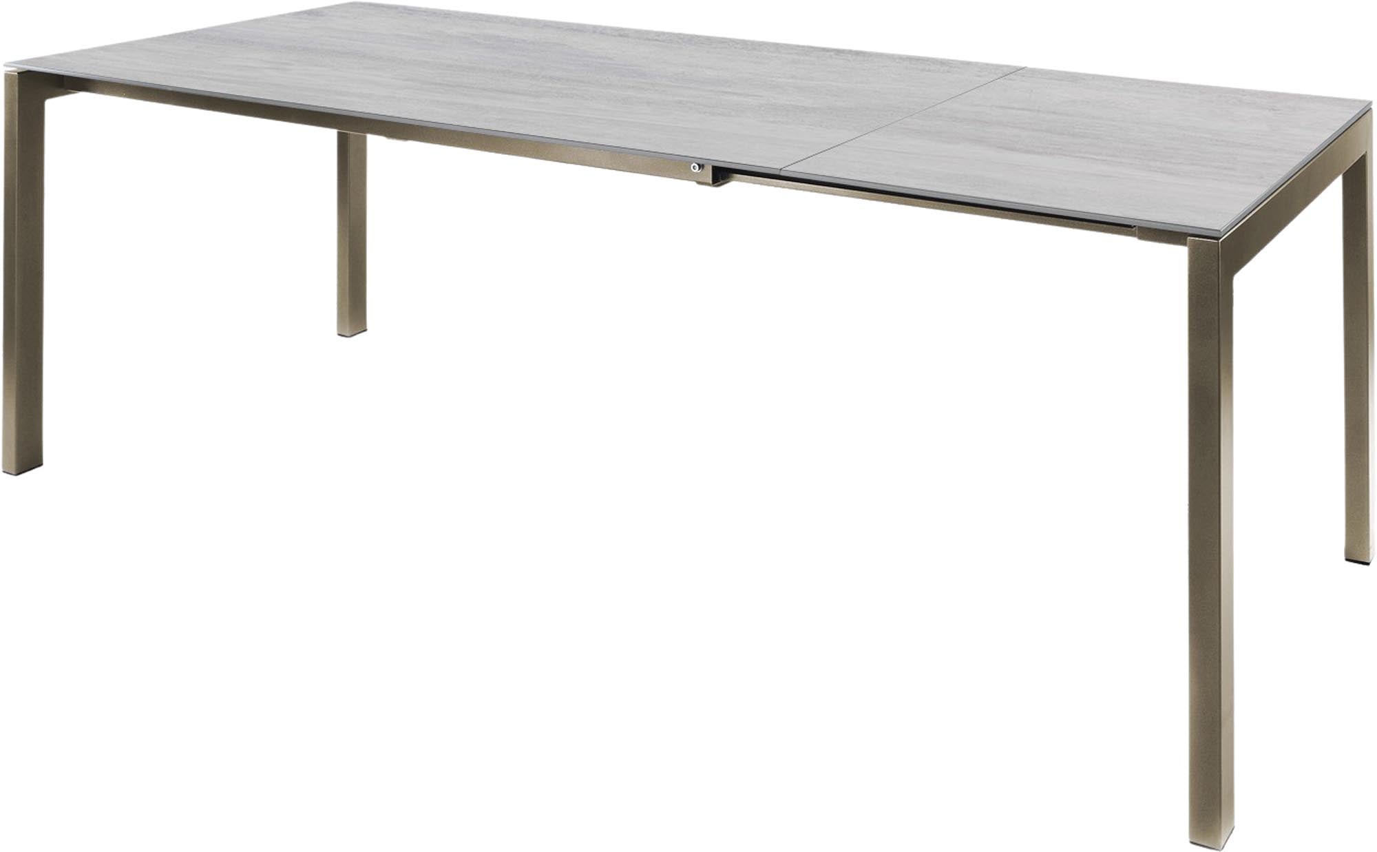 Luzern Glasfaser-Gartentisch 140/200x80 ausziehbar in Stromboli hell präsentiert im Onlineshop von KAQTU Design AG. Gartentisch ist von Schaffner