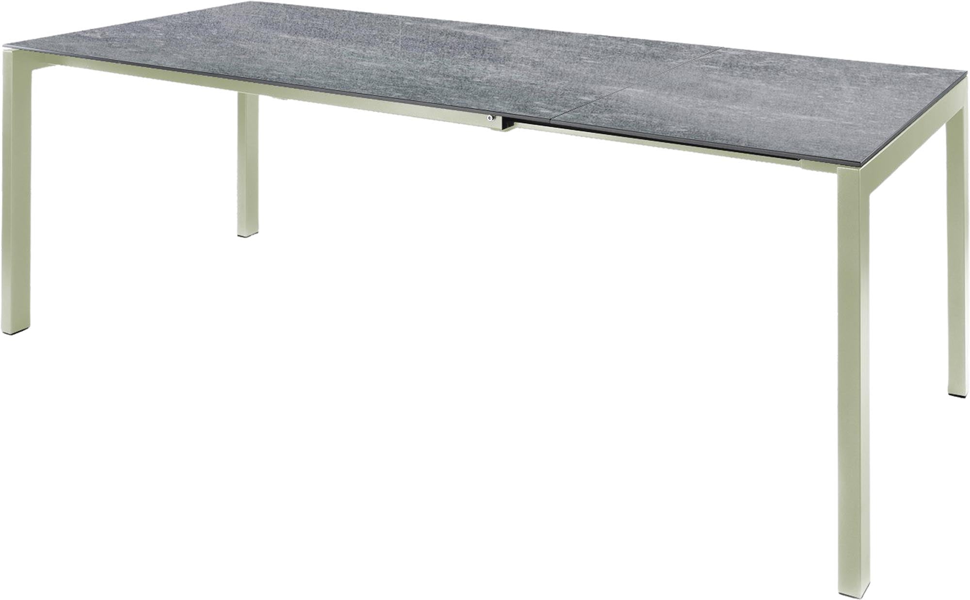 Luzern Glasfaser-Gartentisch 140/200x80 ausziehbar in Beton präsentiert im Onlineshop von KAQTU Design AG. Gartentisch ist von Schaffner