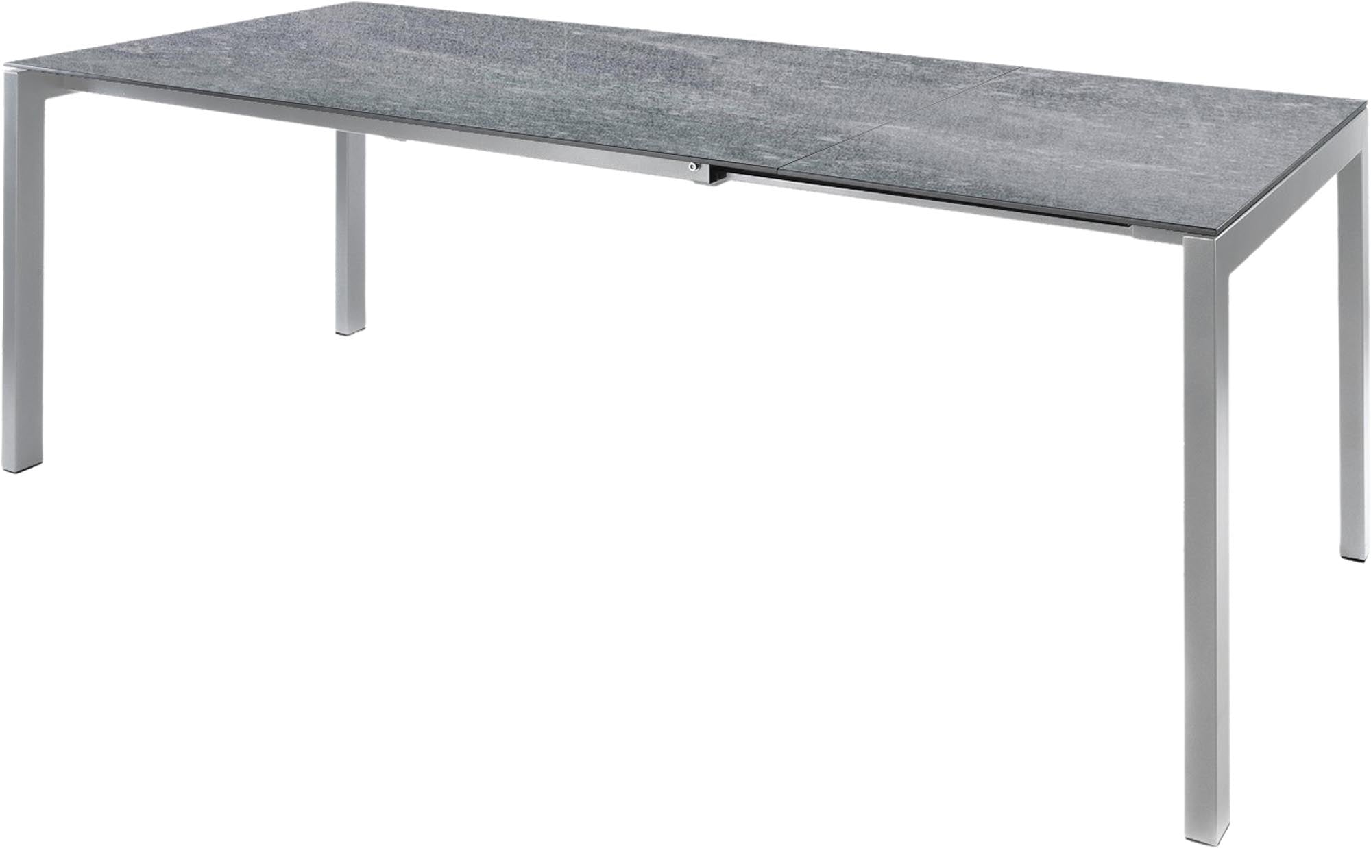 Luzern Glasfaser-Gartentisch 140/200x80 ausziehbar in Beton präsentiert im Onlineshop von KAQTU Design AG. Gartentisch ist von Schaffner